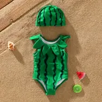 Girl's 2pcs Hyper-Tactile Solid Color Swimsuit, Polyester and Spandex, Machine Wash - Baby Swimwear. Green