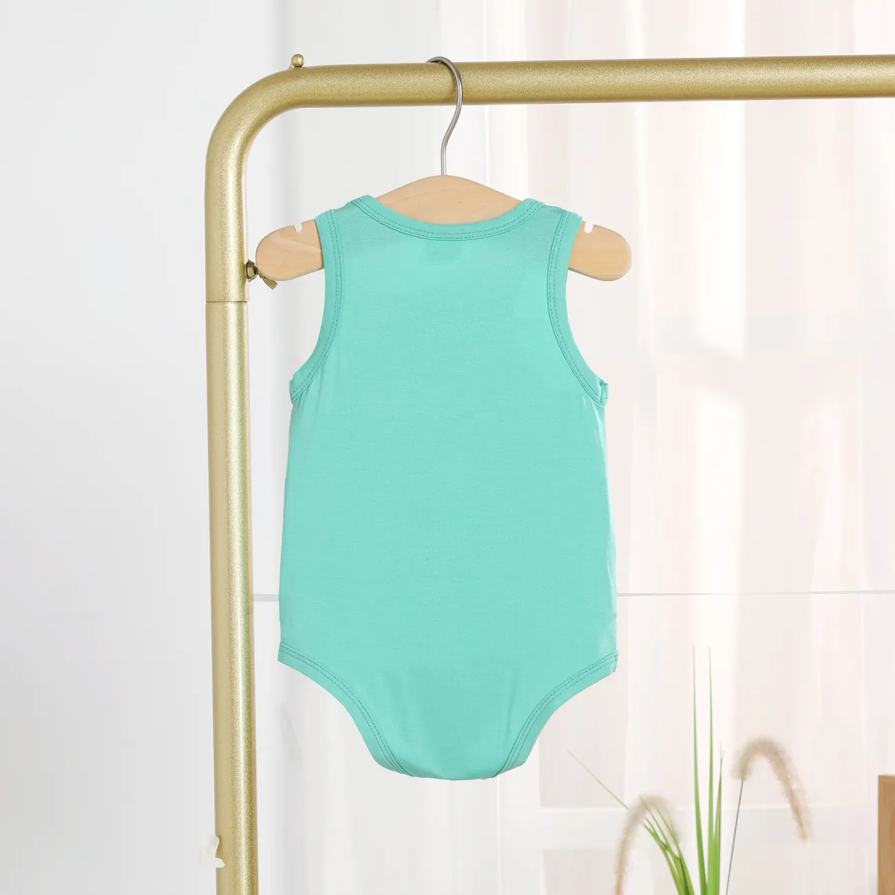  Baby Boy/Girl Solid Color Comfortable 95% Modal Fabric Bodysuits  Turquoise big image 1