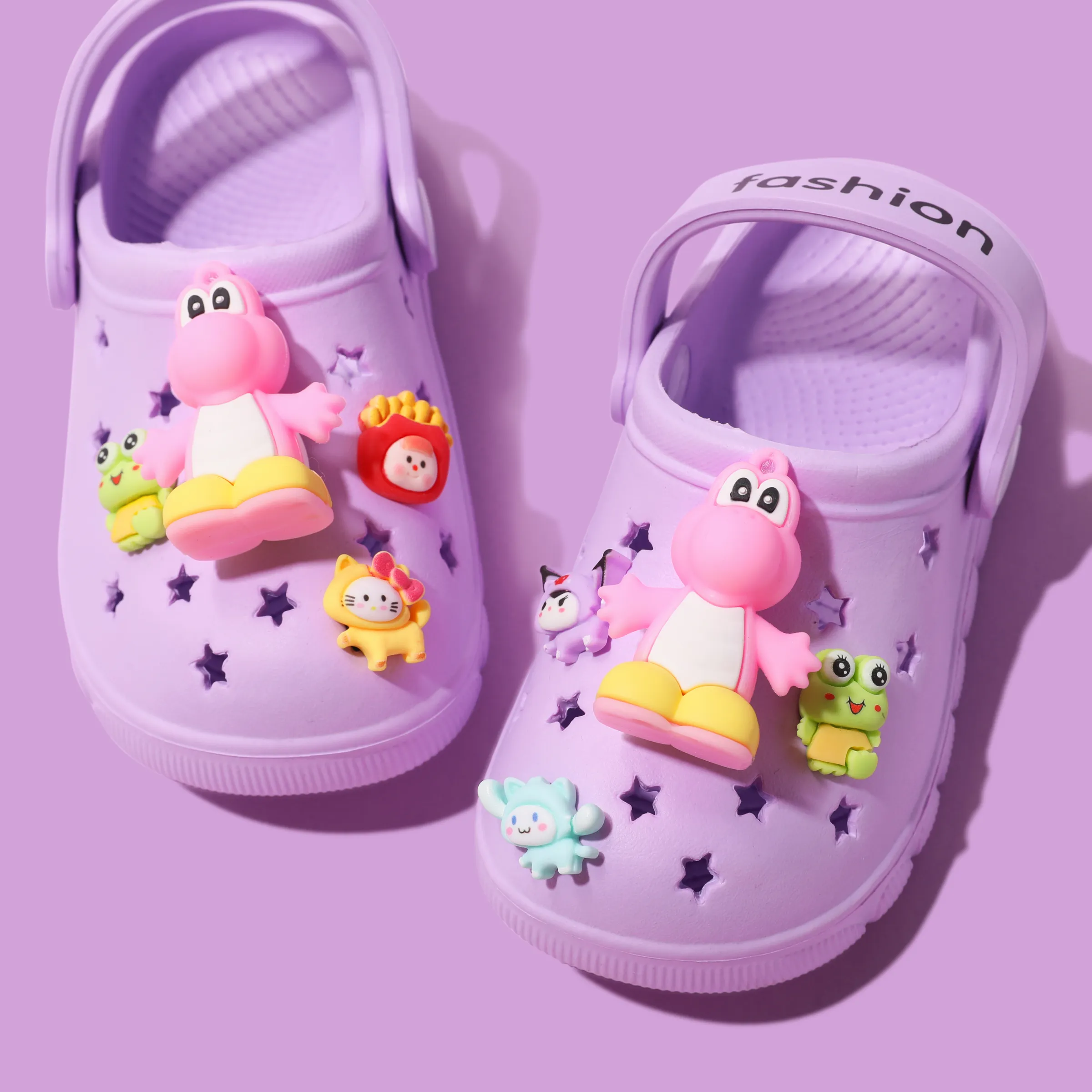 

Toddler/Kids Girl/Boy Dinosaur Pattern Star Vent Clogs Hole Beach Shoes