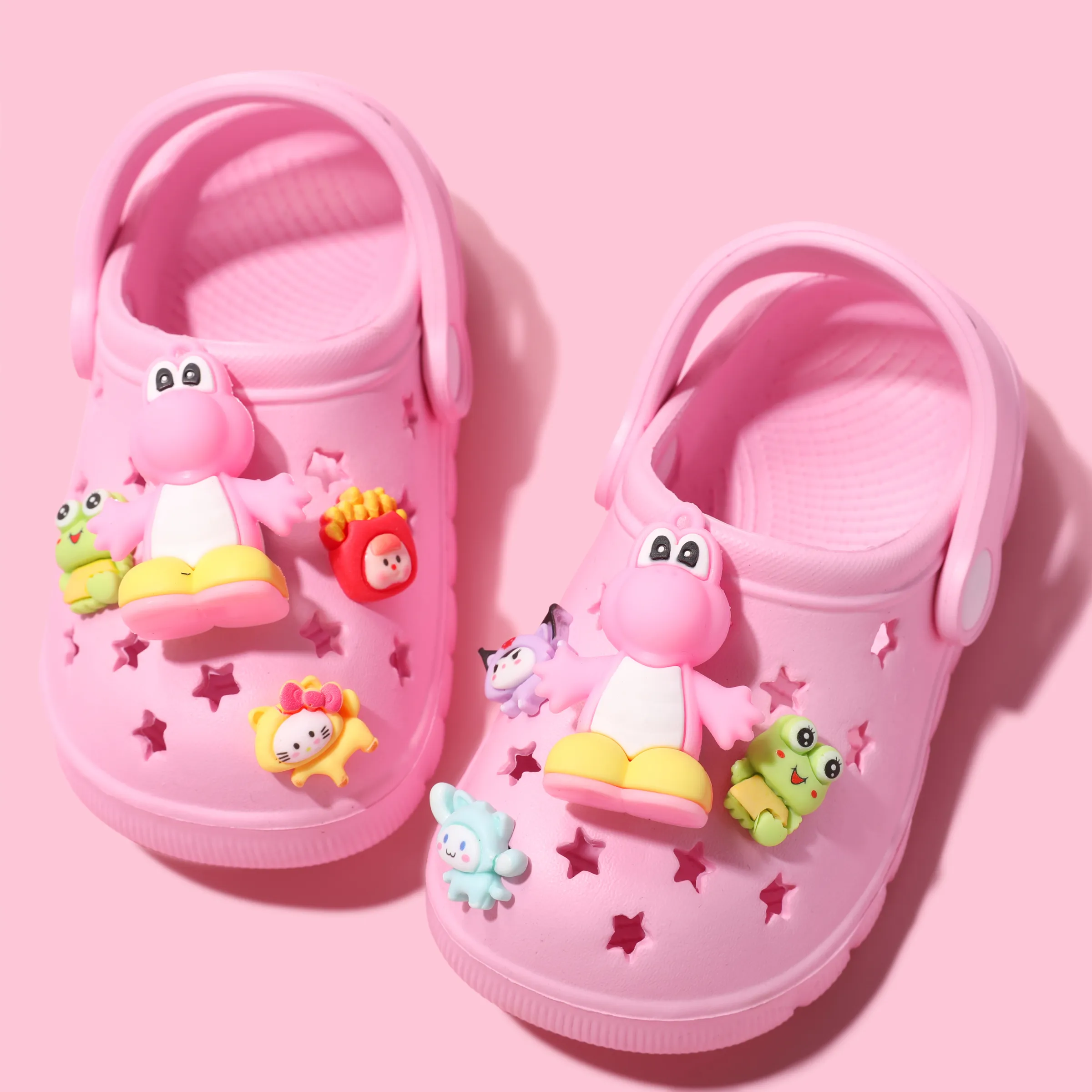 Enfant en bas âge/enfants fille/garçon dinosaure motif étoile évent sabots trou chaussures de plage Rose