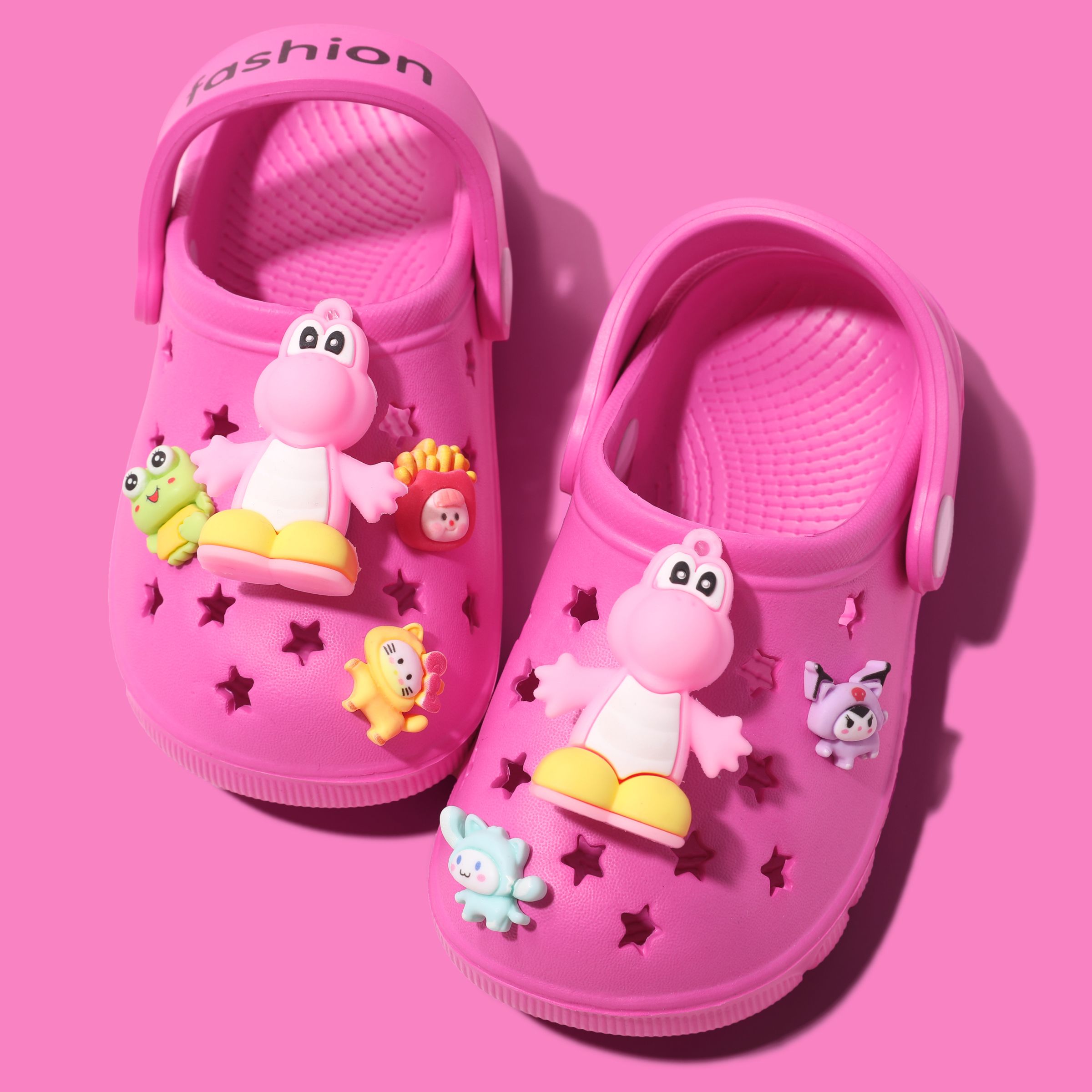 

Toddler/Kids Girl/Boy Dinosaur Pattern Star Vent Clogs Hole Beach Shoes