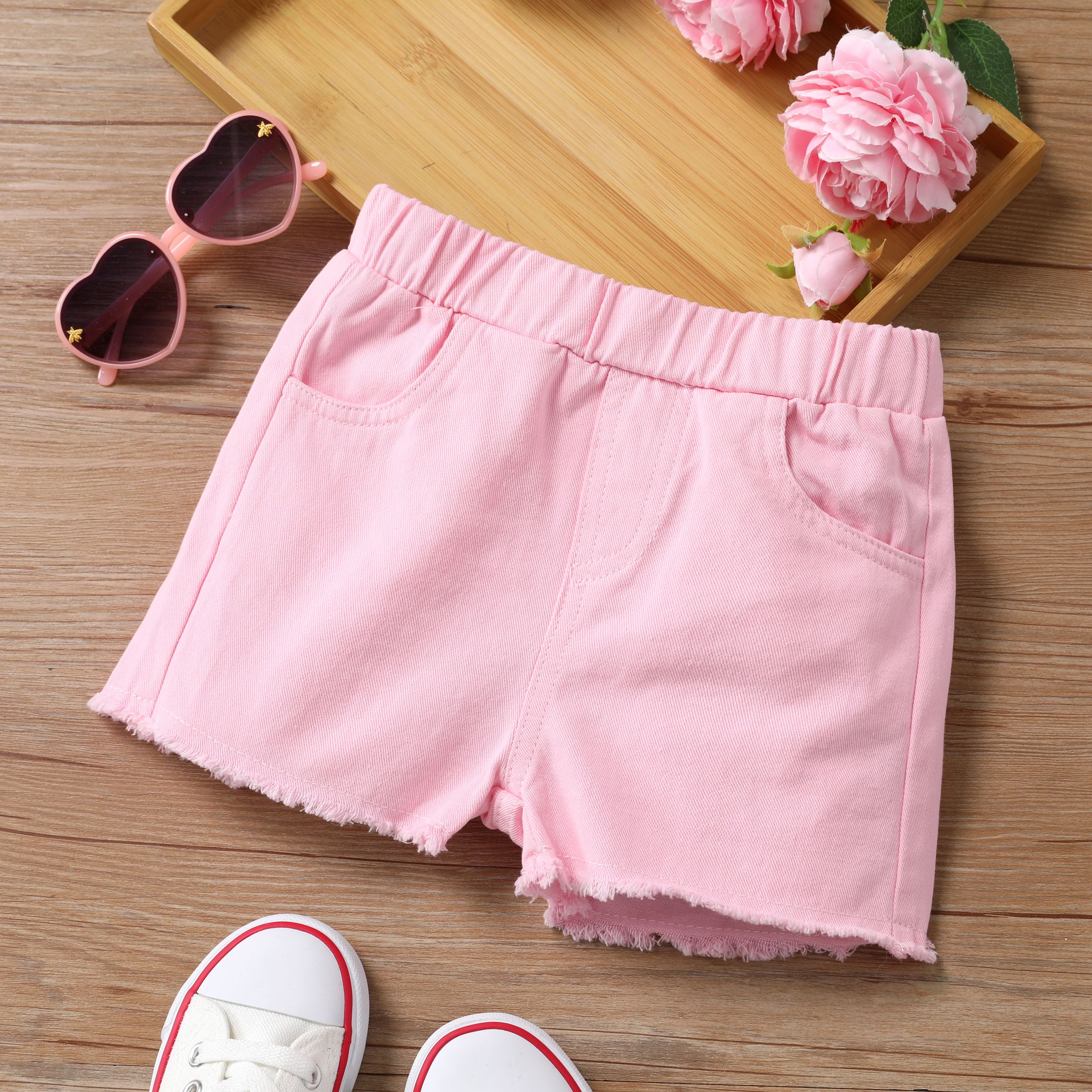 Toddler Girl Cotton Shorts Basic Solid Color Regular Shorts