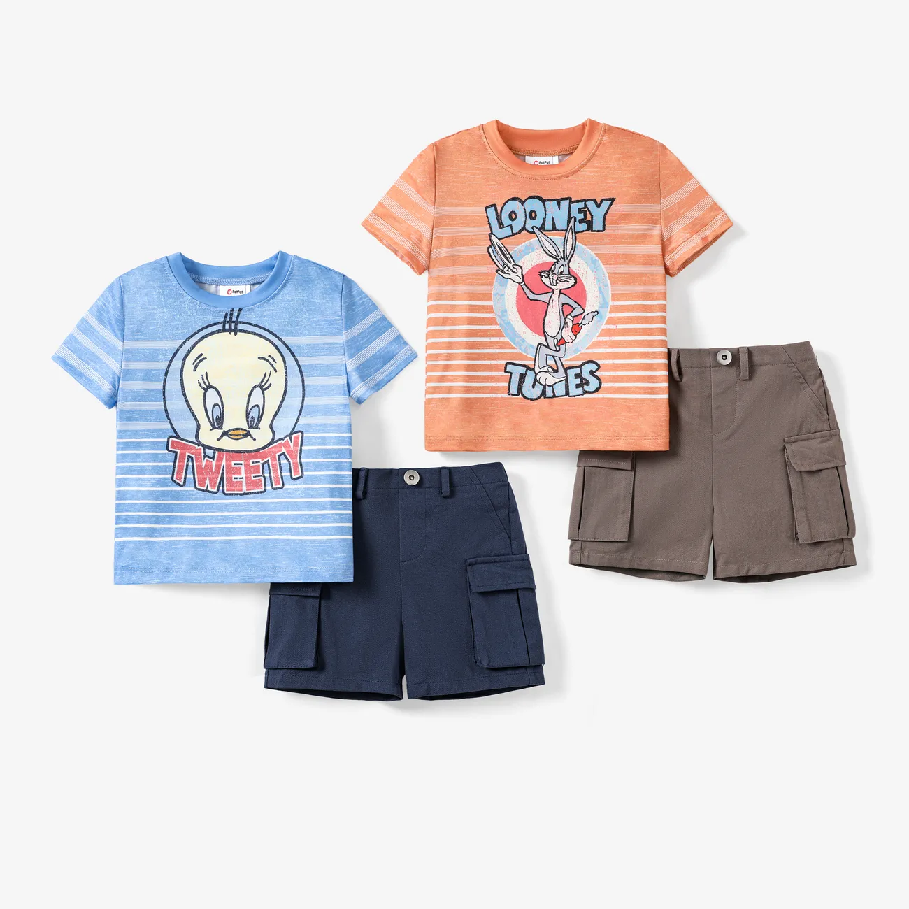 Looney Tunes 2 Stück Kleinkinder Jungen Kindlich T-Shirt-Sets grau big image 1