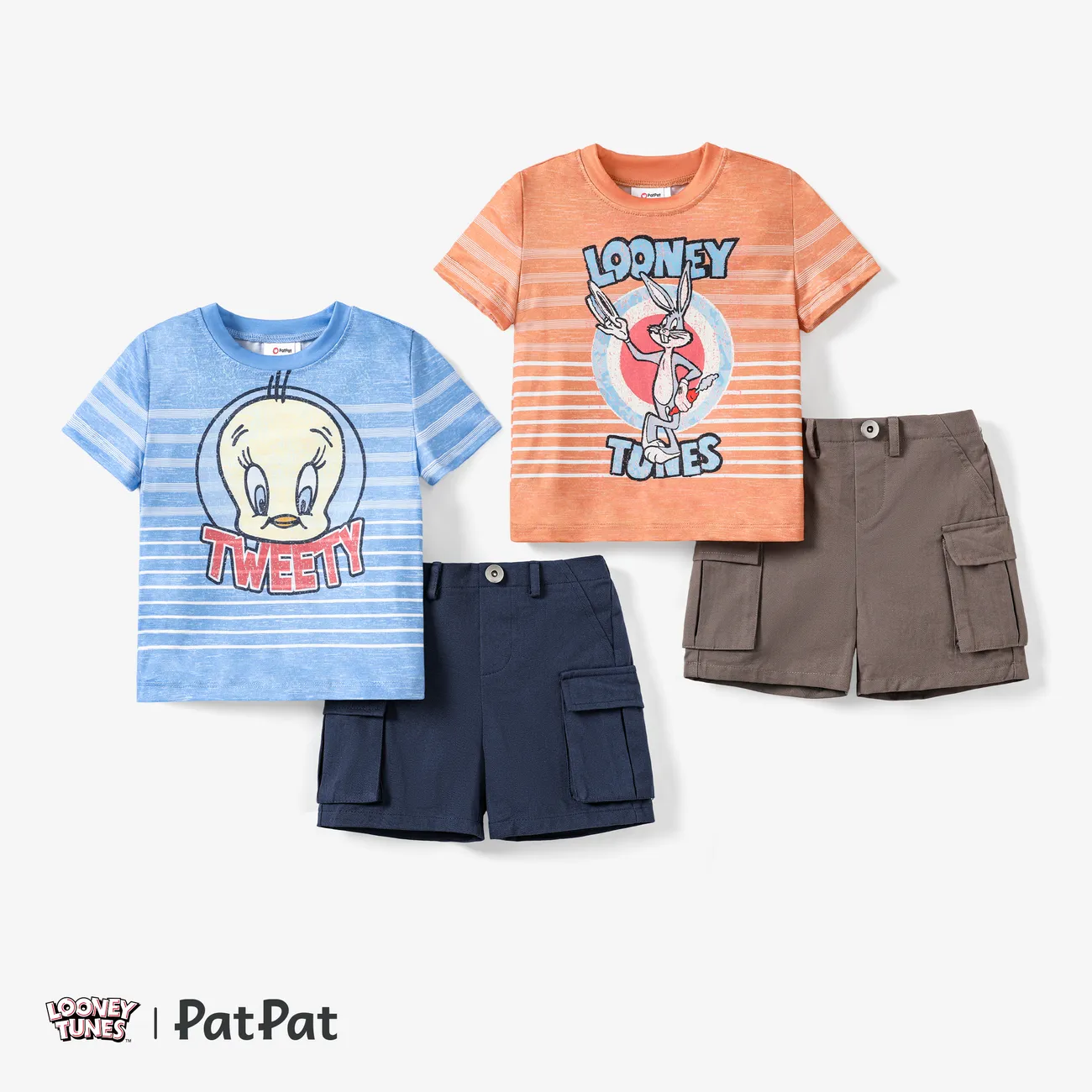 Looney Tunes 2 Stück Kleinkinder Jungen Kindlich T-Shirt-Sets grau big image 1