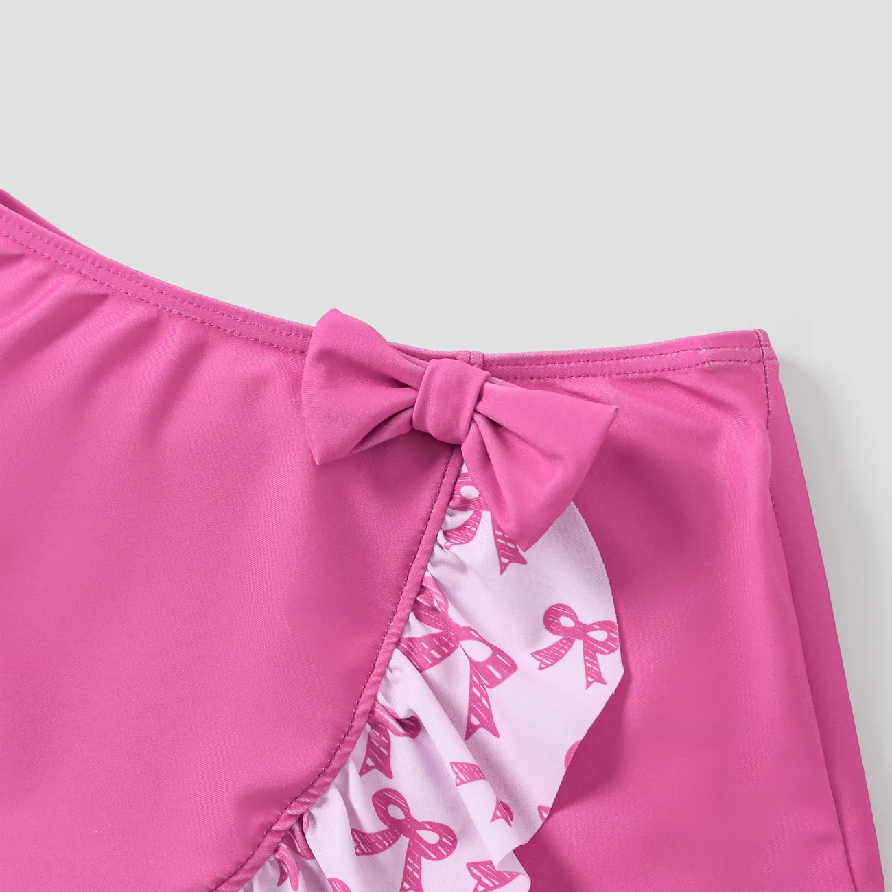 L.O.L. SURPRISE! 3pcs Toddler/Kid Girl Bowknot/Polk dot Print Swimming suit Dark Pink big image 1