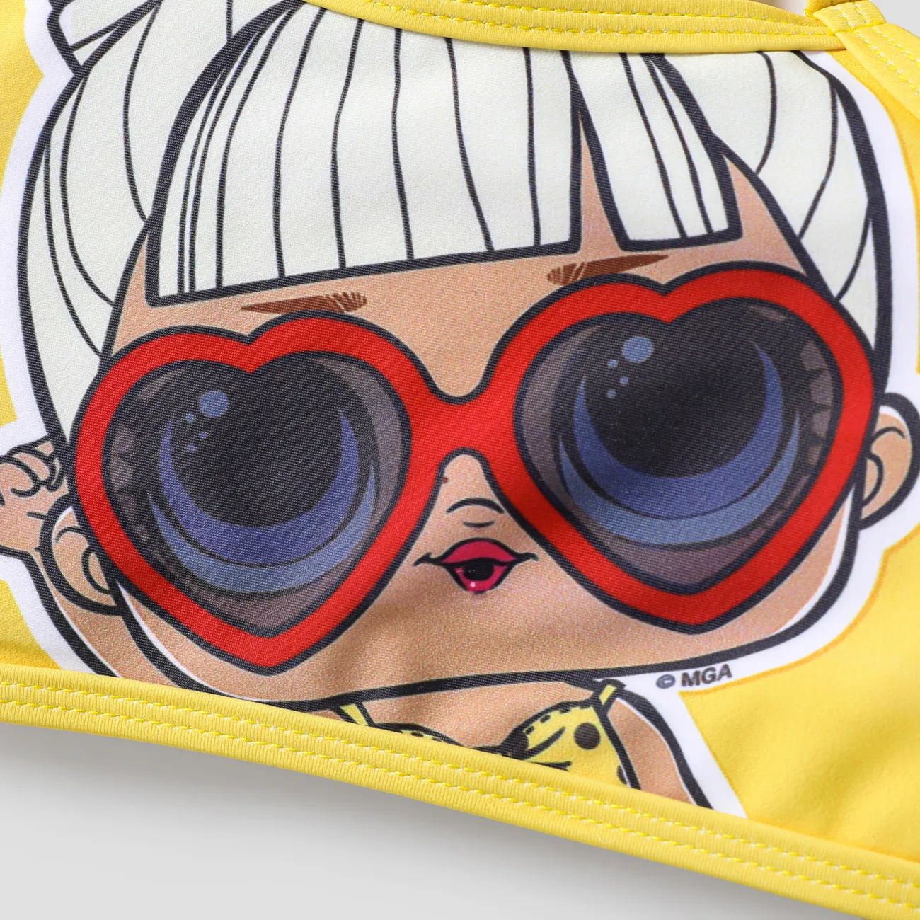 L.O.L. SURPRISE! 3pcs Toddler/Kid Girl Bowknot/Polk dot Print Swimming suit Yellow big image 1