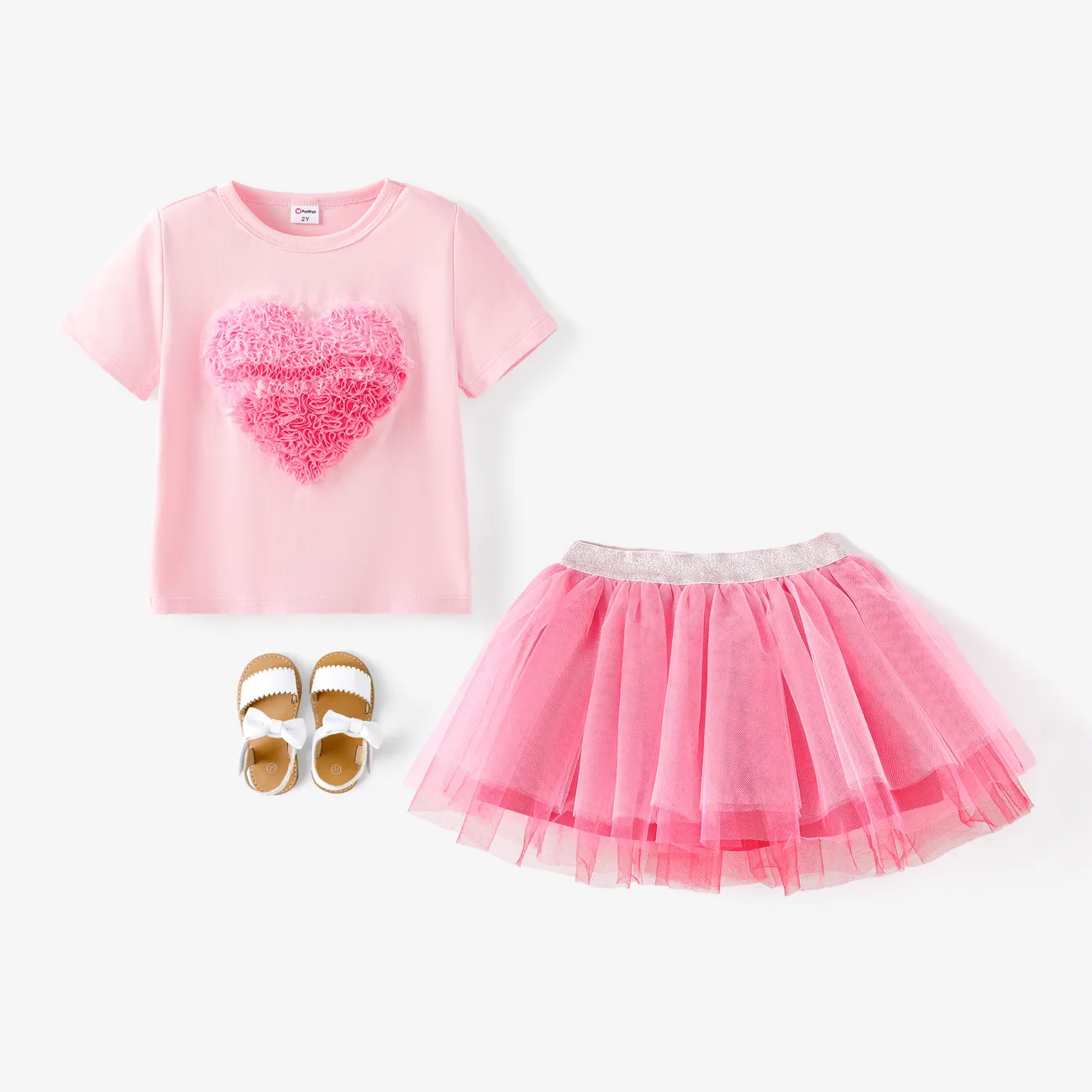 Muttertag 2 Stück Kleinkinder Mädchen Mehrlagig Süß Kostümrock rosa big image 1