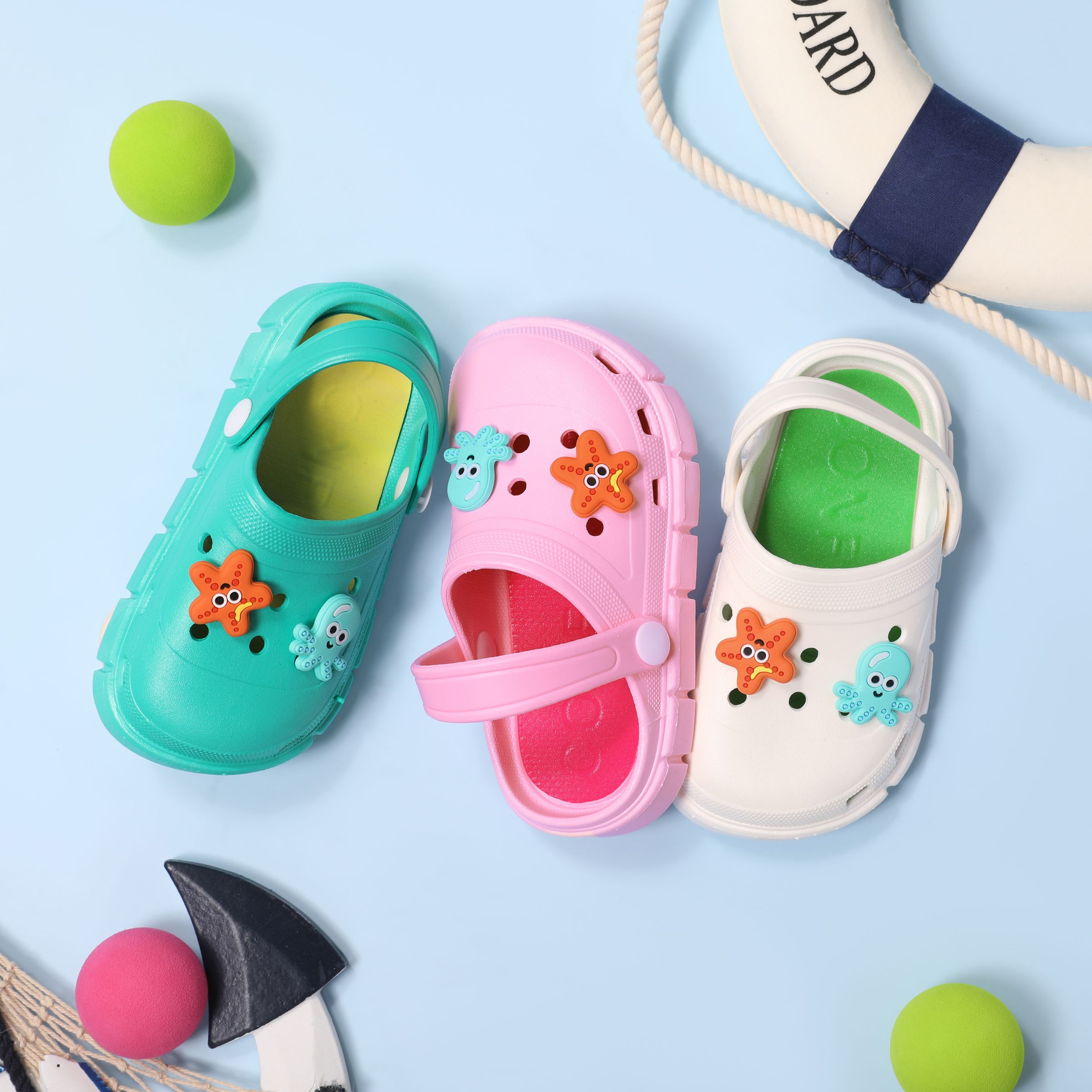 

Toddler/Kids Girl/Boy Starfish and Octopus Pattern Hole Beach Shoes