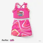 L.O.L. SURPRISE! 2pcs Toddler/Kids Girls Character Print Ruffle Halter Cropped Top with Shorts Set PINK-1