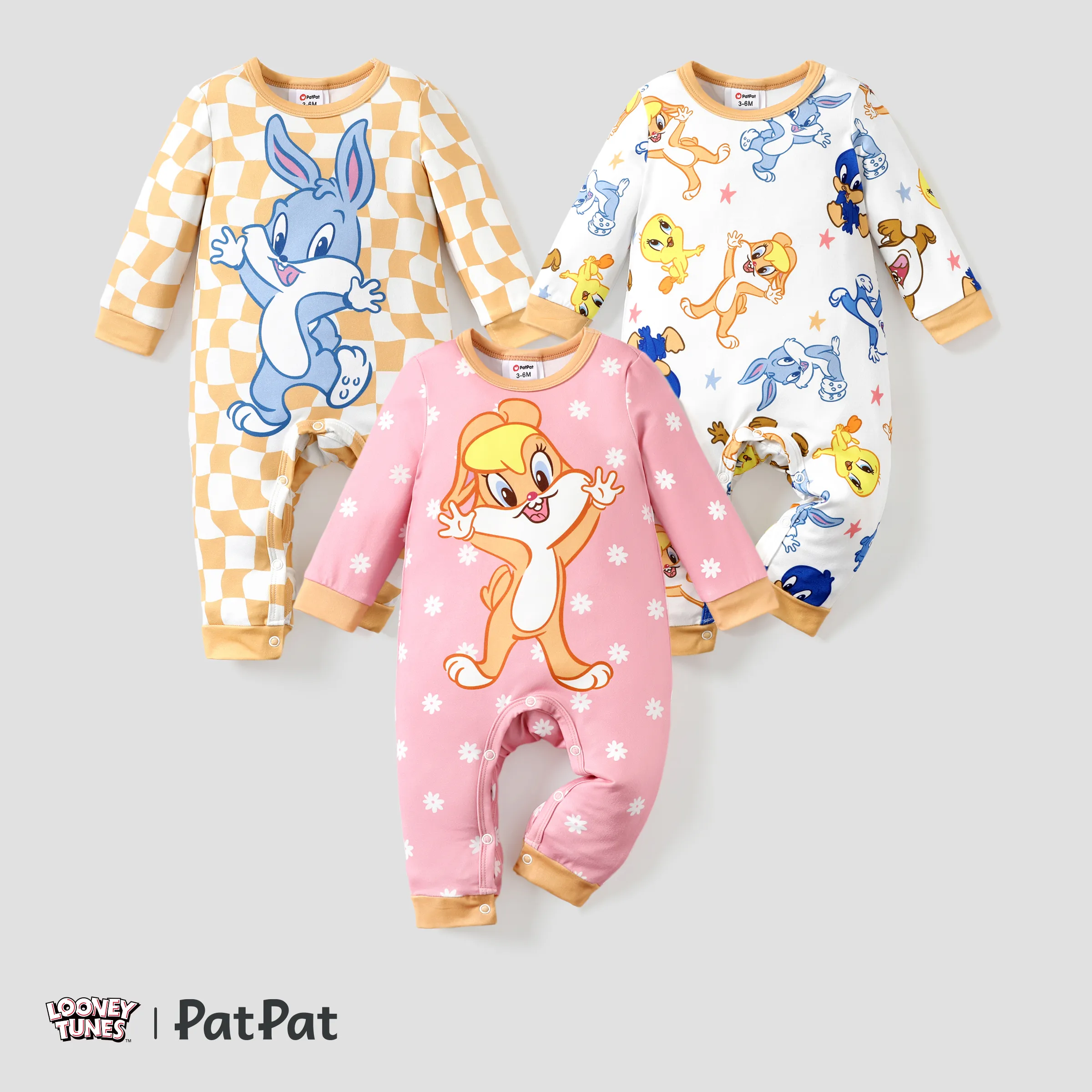 Looney Tunes Baby Girl/Boy Character Chess/Floral/Star Print Romper