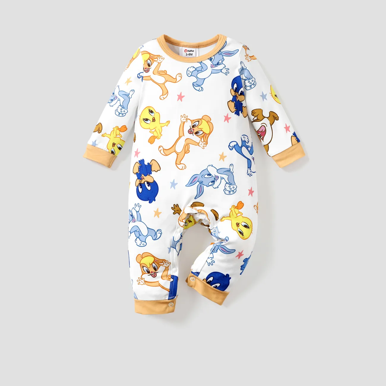 Looney Tunes Baby Girl/Boy Character Chess/Floral/Star Print Romper
 Multi-color big image 1