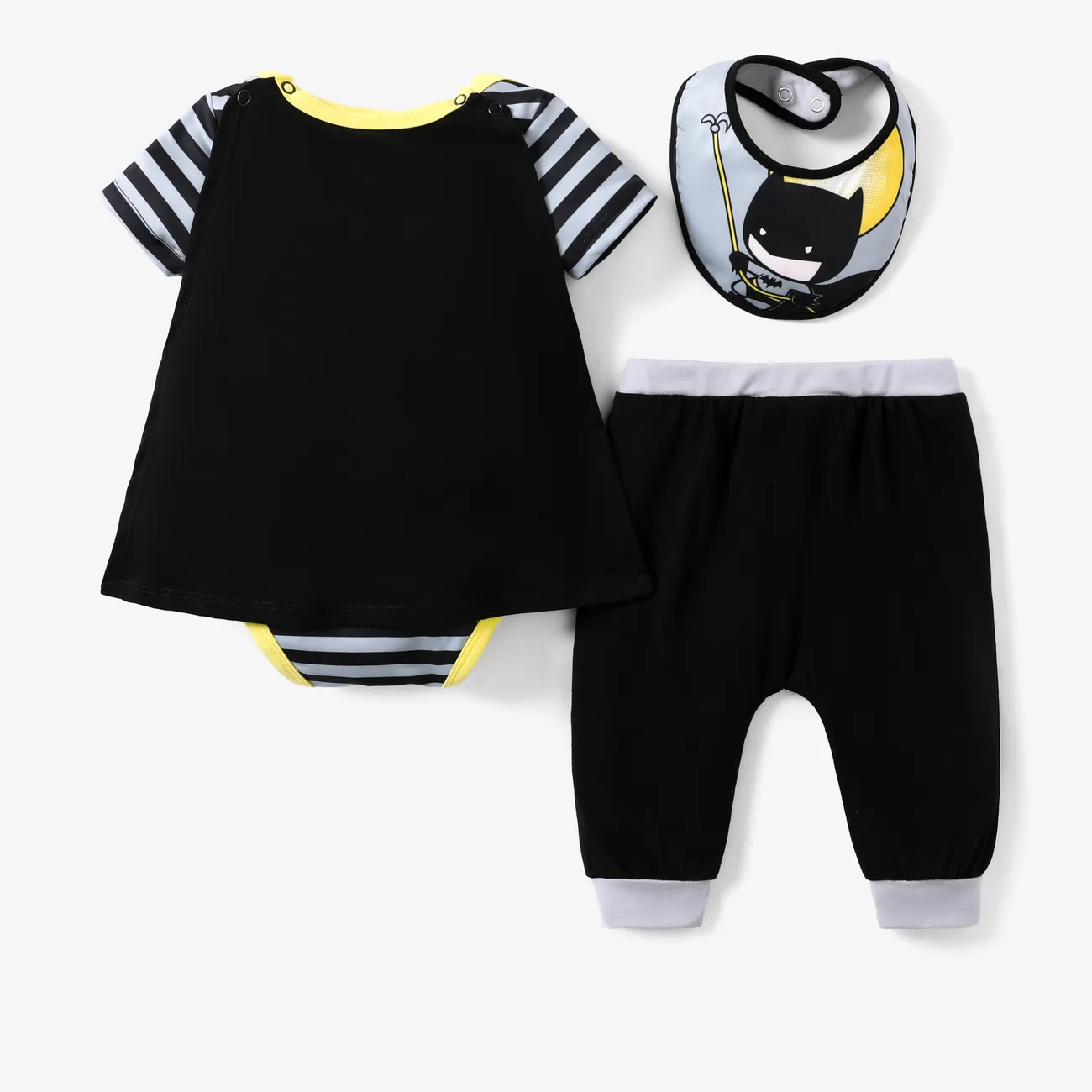 Justice League 3pc Baby Boys Character Striped Baby Set
 Black big image 1