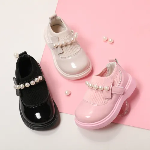 Criança / Crianças Menina Casual Velcro Sapatos de Couro Pérola