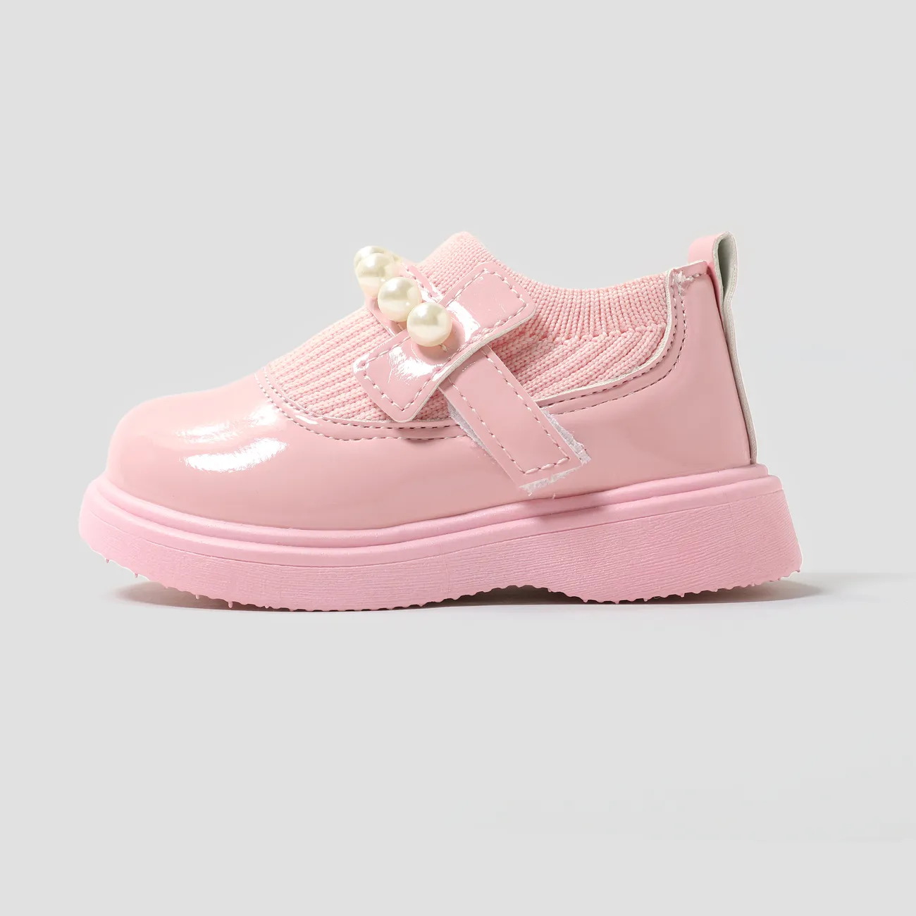 Toddler/Kids Girl Casual Velcro Pearl Leather Shoes Pink big image 1