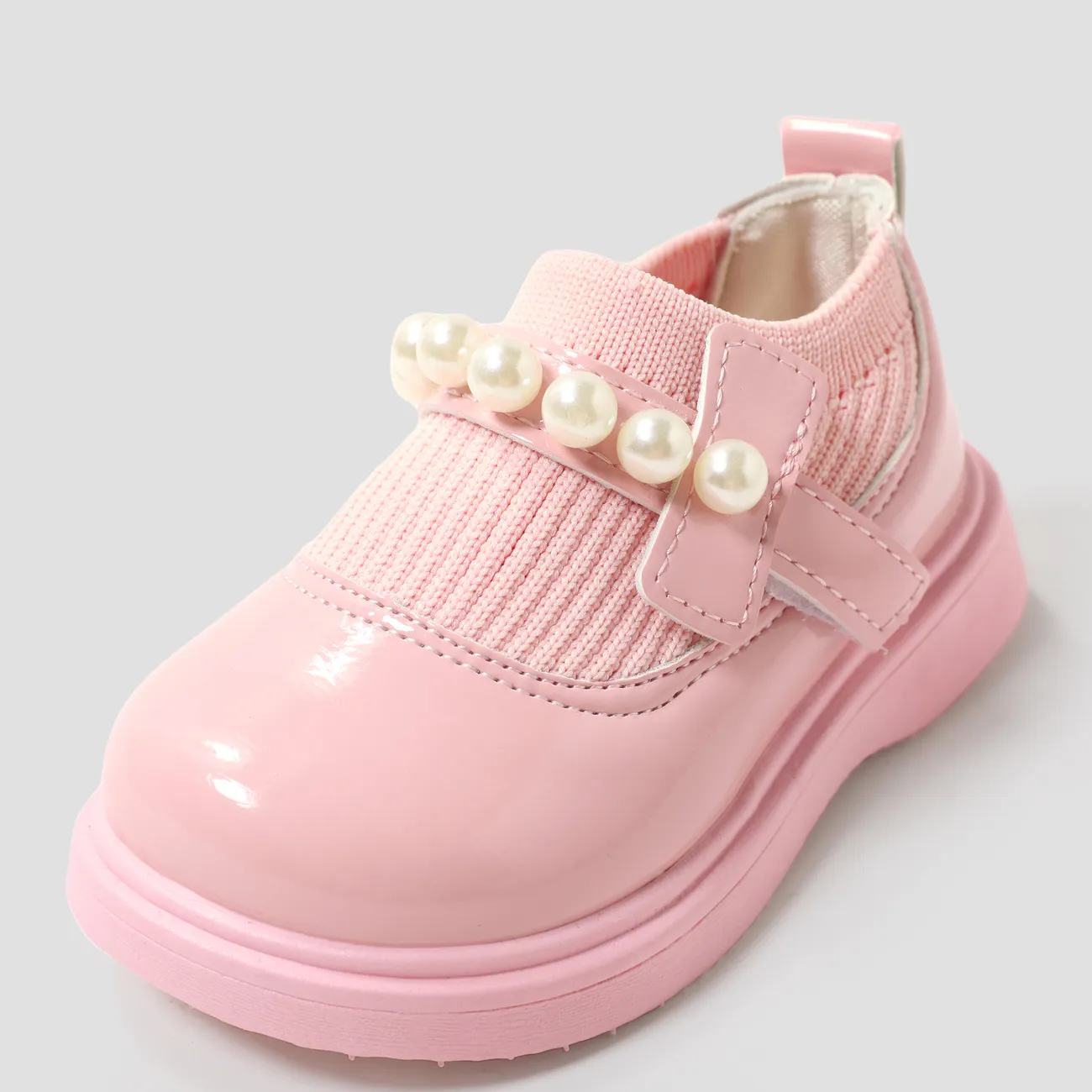 Toddler/Kids Girl Casual Velcro Pearl Leather Shoes Pink big image 1