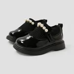 Toddler/Kids Girl Casual Velcro Pearl Leather Shoes Black