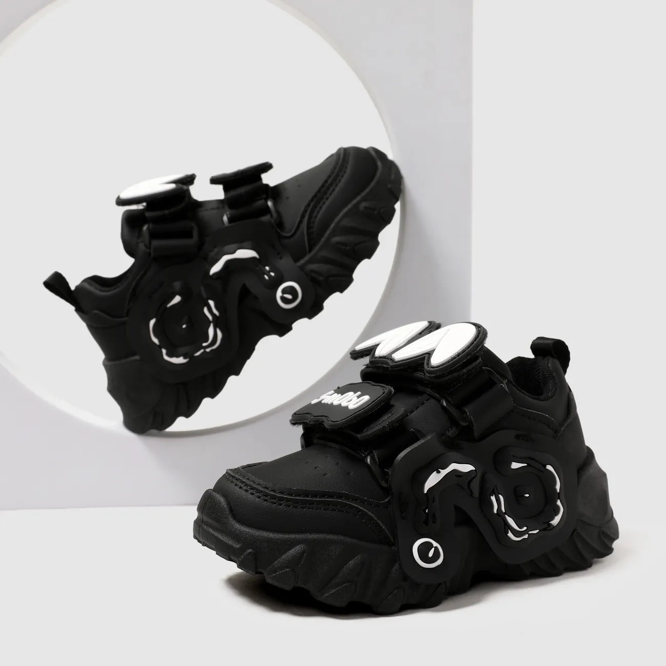 حذاء رياضي ثلاثي الأبعاد بنمط أرنب يتميز بملمس فائق الحسية للأطفال الرضع والأطفال، تصميم فريد بنمط ط أسود big image 1