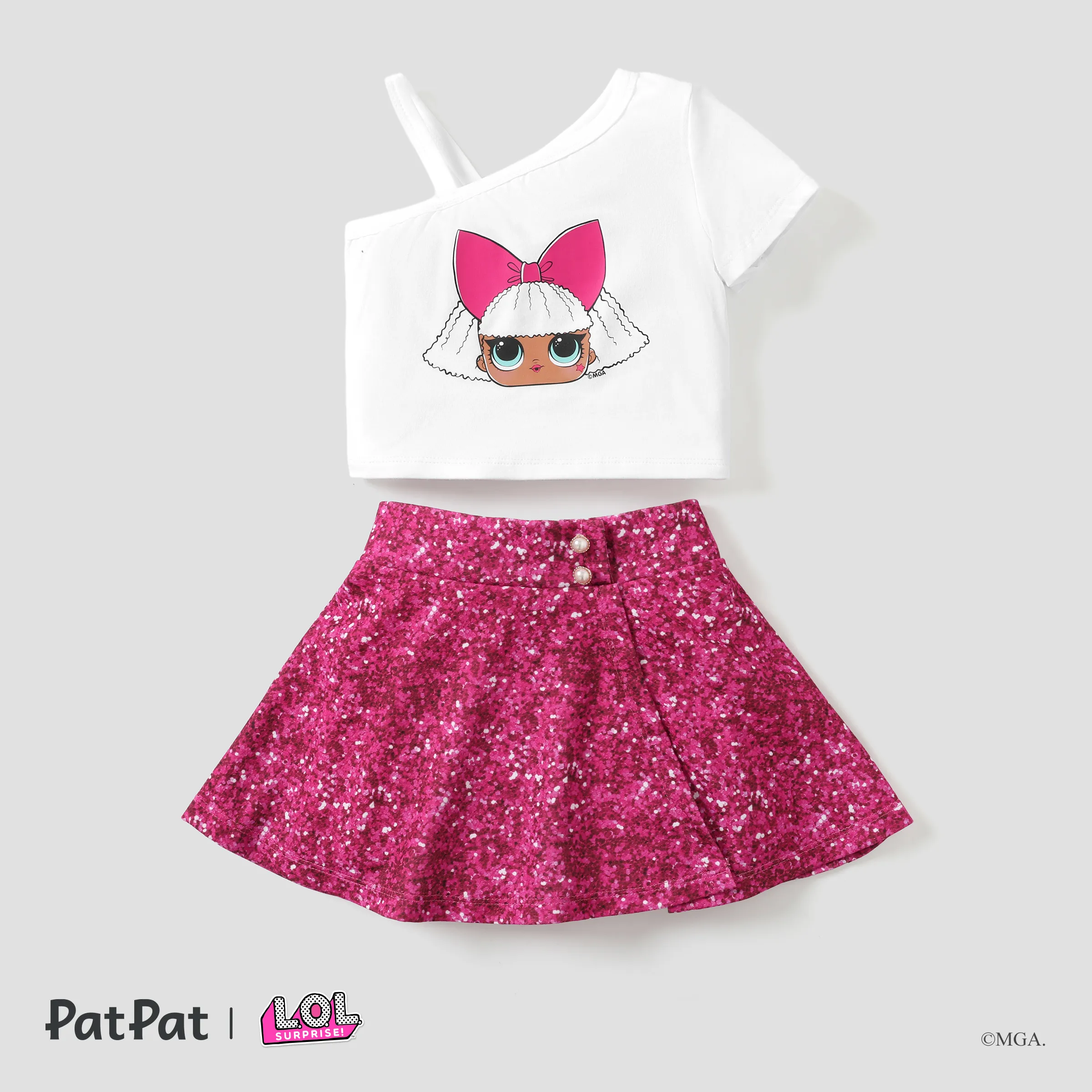 LOL Surprise 2 pezzi Bambino piccolo Ragazza Spalla spiovente Infantile set di t-shirt Bianco