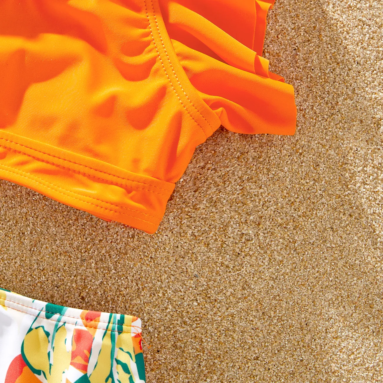 Look de família Folha de palmeira Conjuntos de roupa para a família Fato de banho laranja big image 1