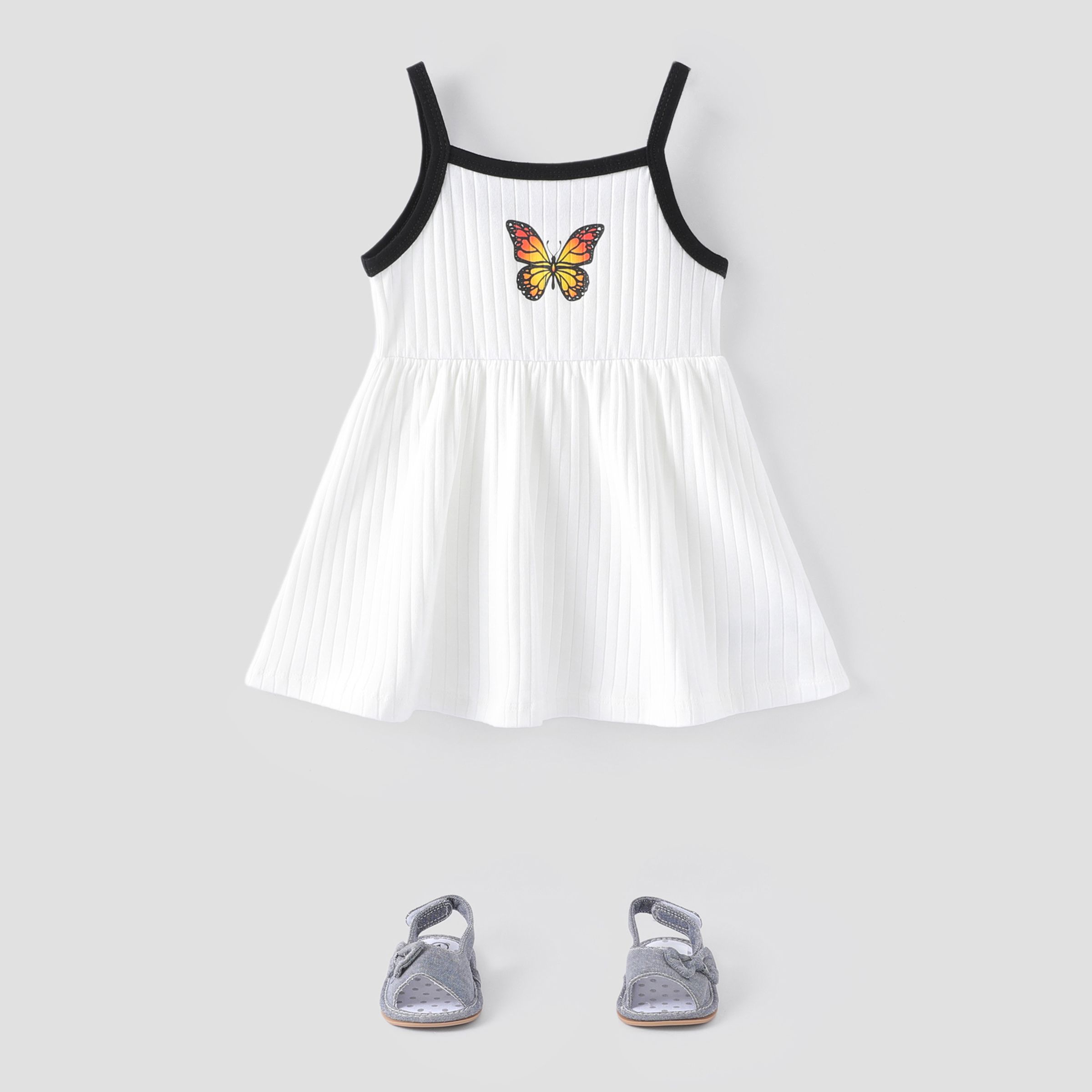 Baby Girl Butterfly Print Cami Dress/ Sandals