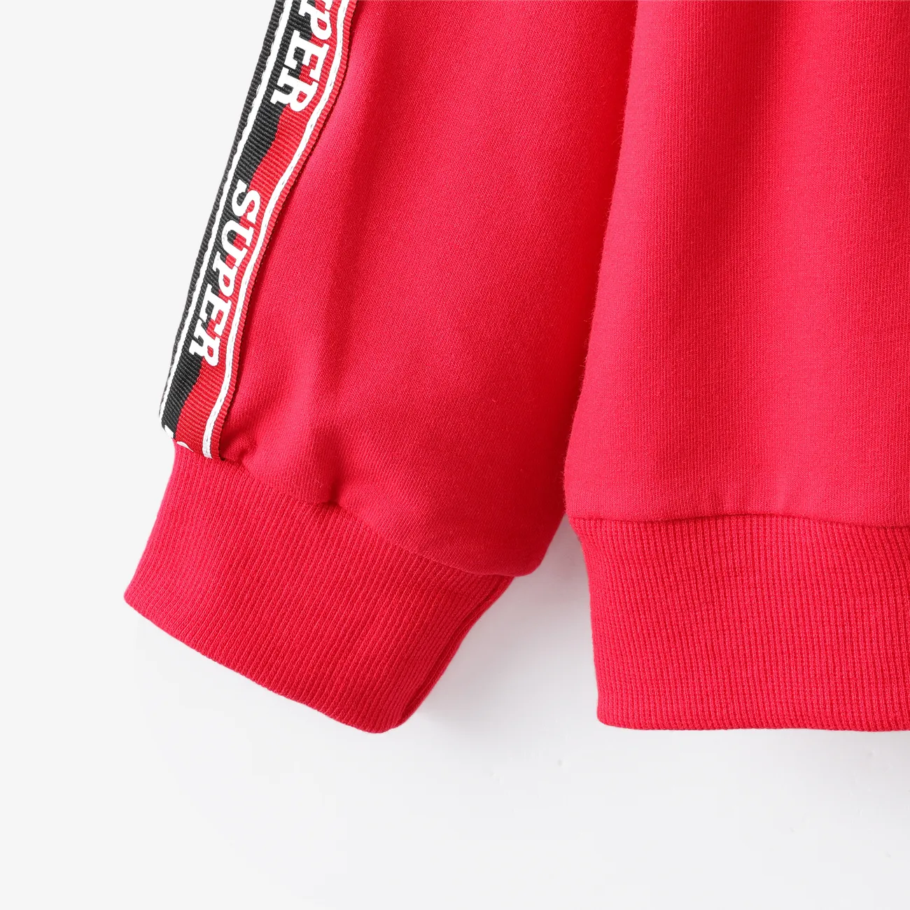 2 قطعة طفل صبي إلكتروني طباعة سستة تصميم قميص من النوع الثقيل الأحمر ومجموعة السراويل المرنة أحمر big image 1
