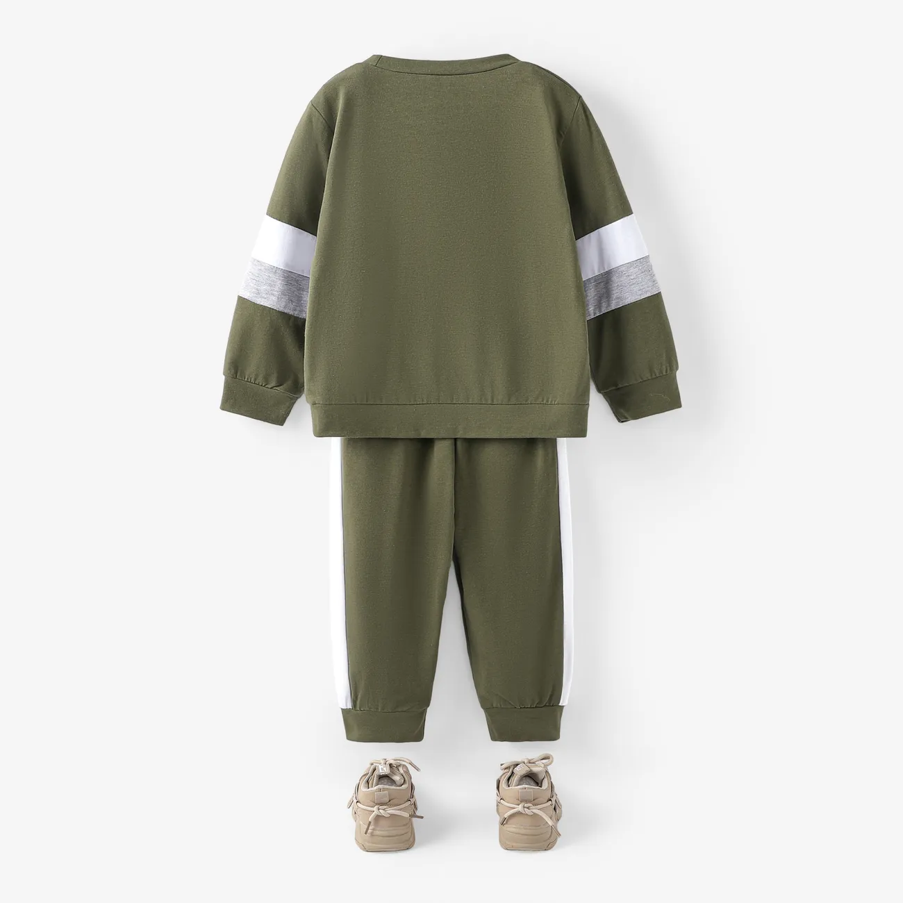 2 Stück Kleinkinder Jungen Stoffnähte Basics Sweatshirt-Sets Armeegrün big image 1