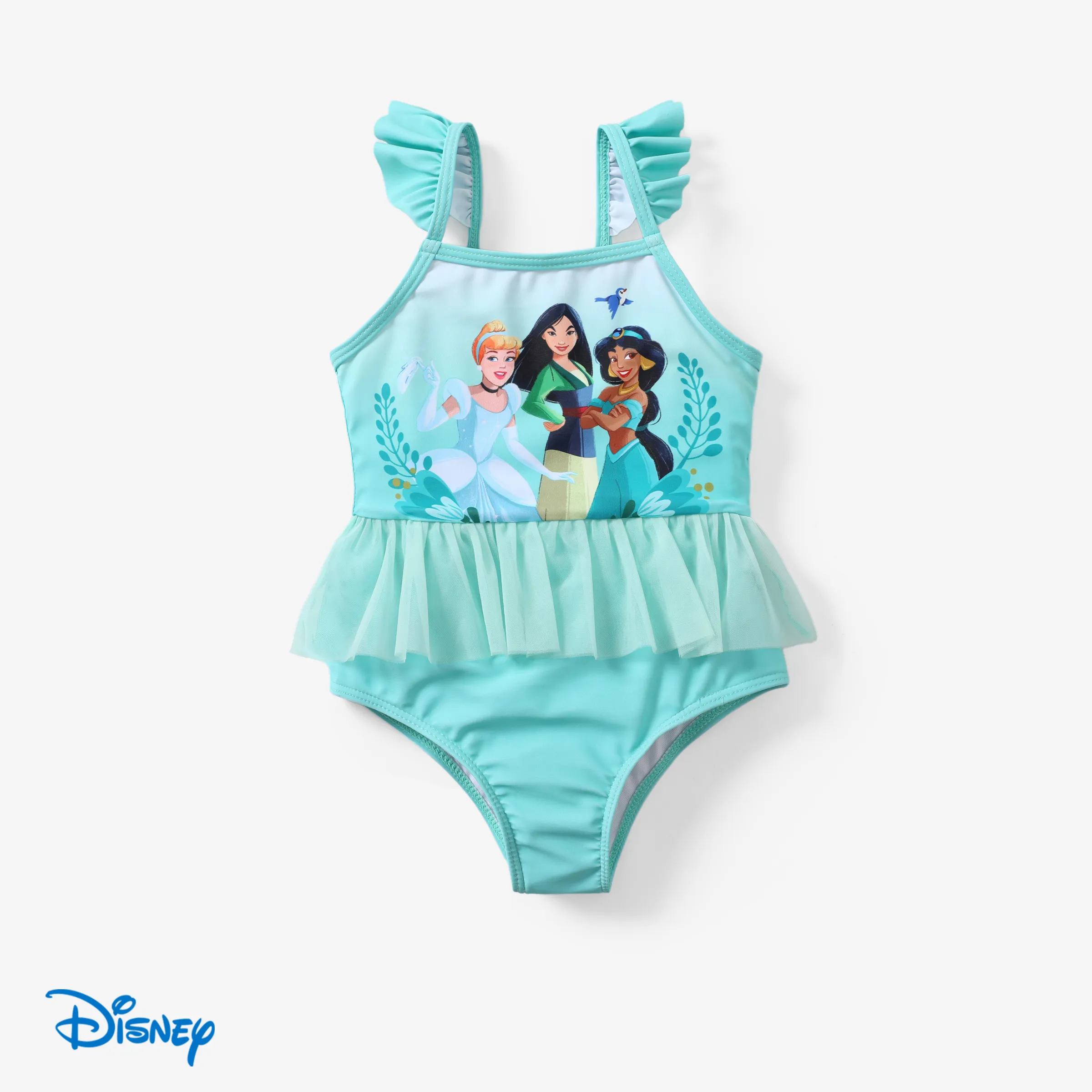 Disney Princess Toddler Girl Ariel Merimaid Gradient Print Mesh Stiching Swimming Suit