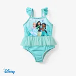 Disney Princess Toddler Girl Ariel Merimaid Gradient print Mesh Stiching Swimming suit BlueGreen