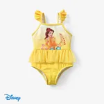 Disney Princess Toddler Girl Ariel Merimaid Gradient print Mesh Stiching Swimming suit Yellow
