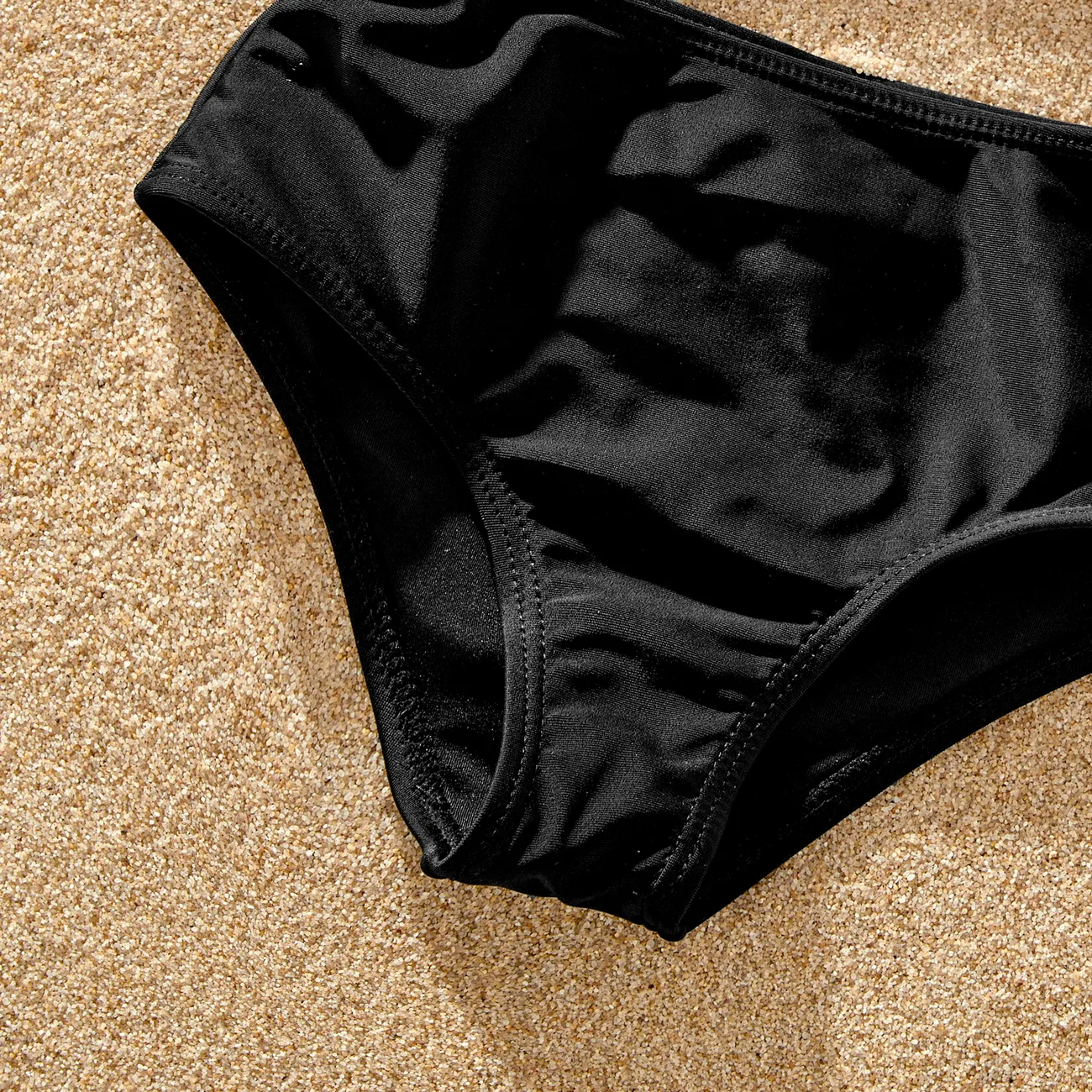 ملابس السباحة إطلالة العائلة للجنسين أسود big image 1