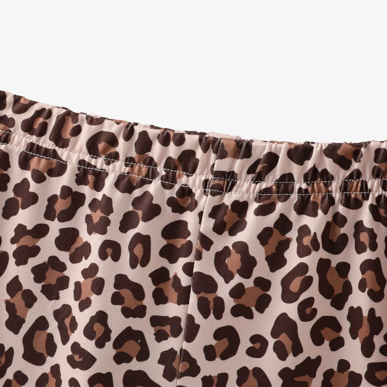 2PCS Toddler Girl Childlike Animal Pattern Leopard Grain Top/ Pant Set Apricot big image 1