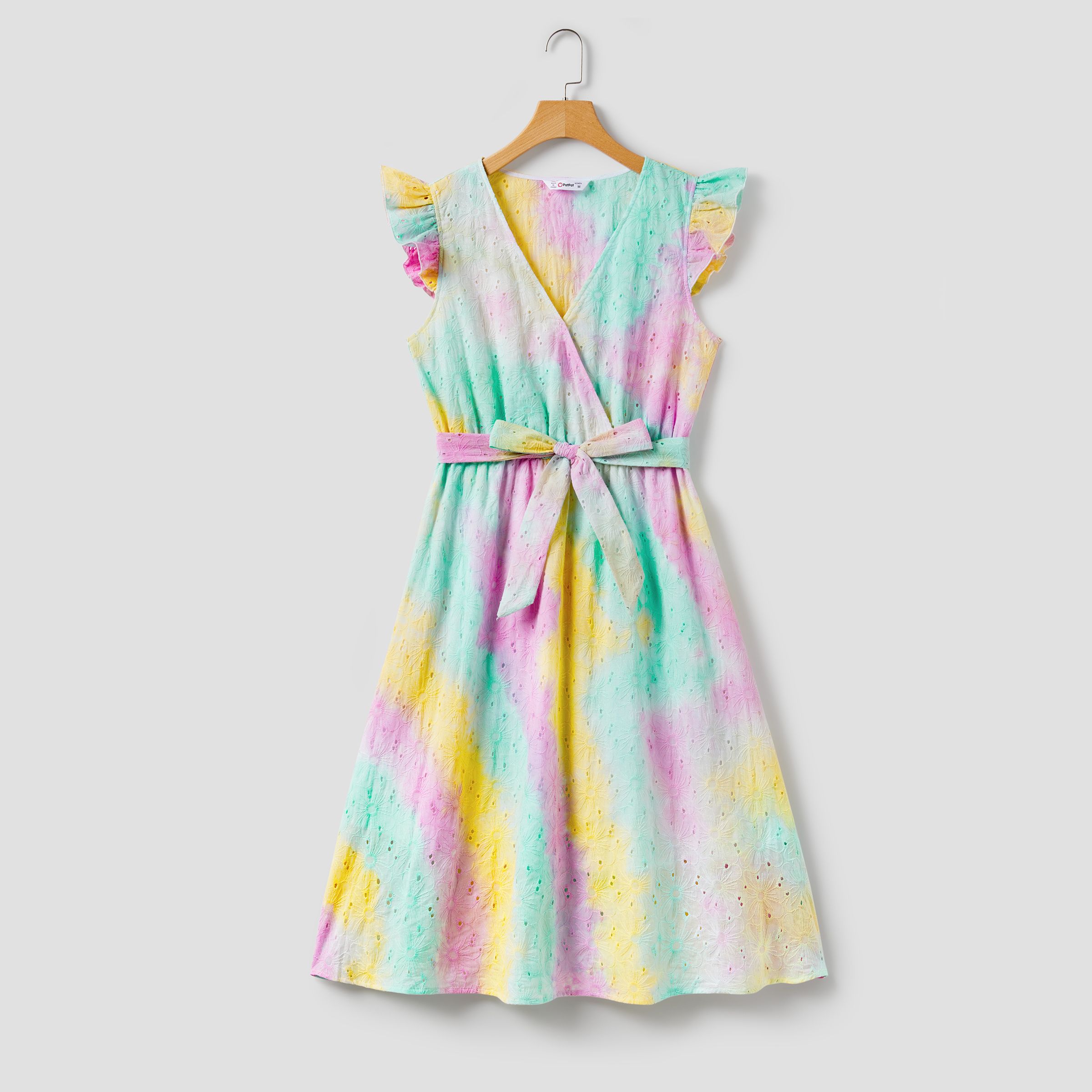 

Mommy and Me Tie-Dyed Embroidered Cotton Dress with Hidden Snap