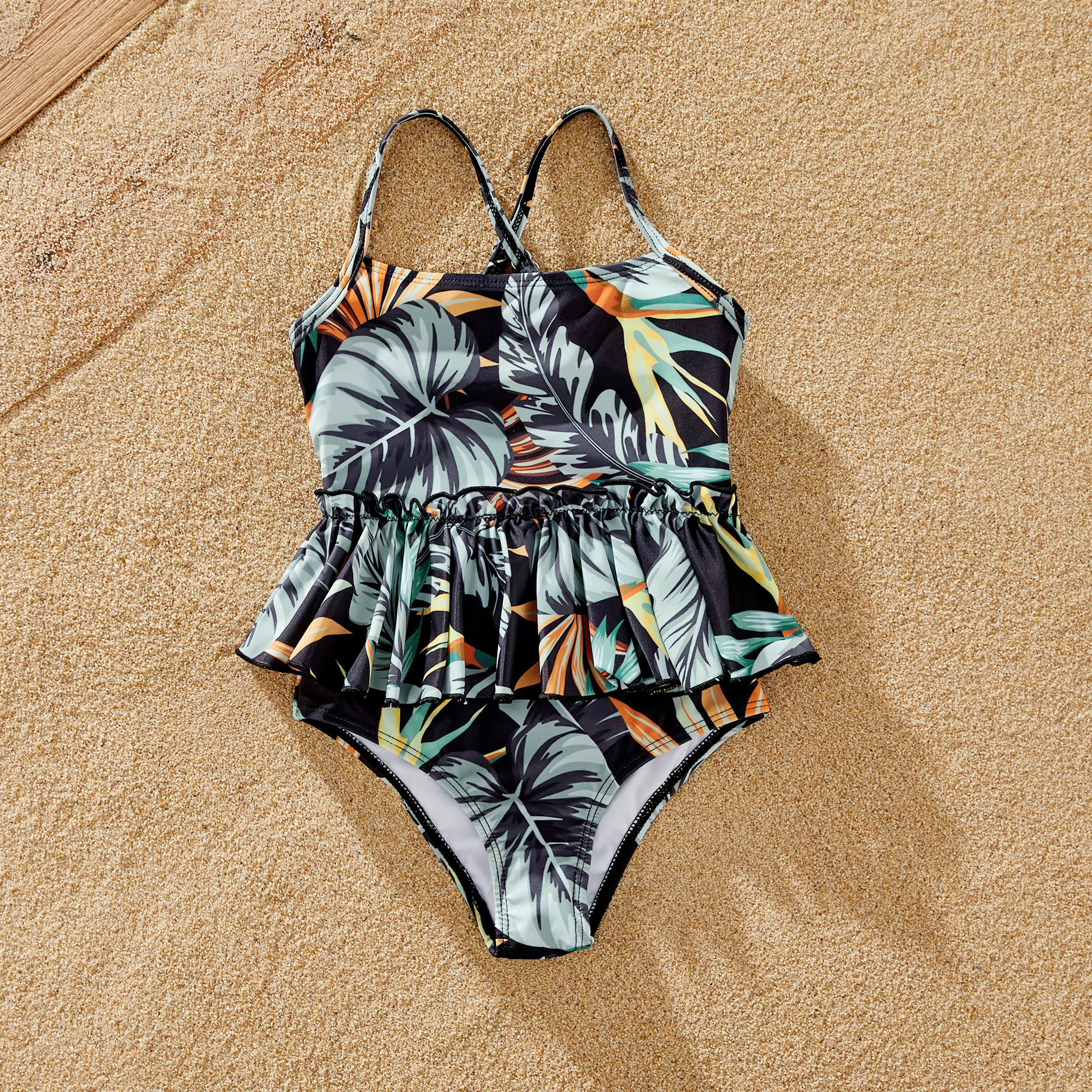 

Family Matching Floral Drawstring Swim Trunks or One-Shoulder Side Drawstring Swimsuit