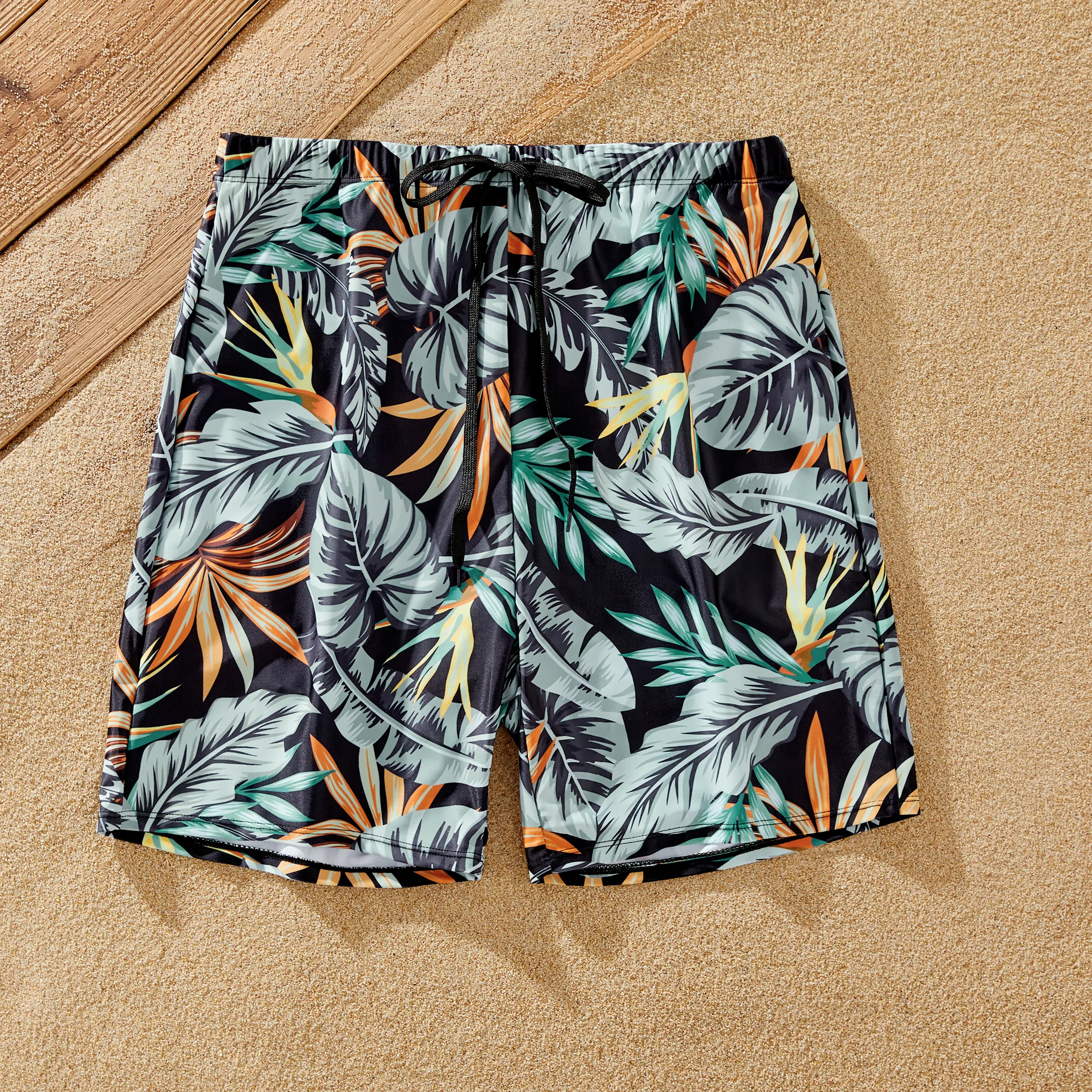 

Family Matching Floral Drawstring Swim Trunks or One-Shoulder Side Drawstring Swimsuit