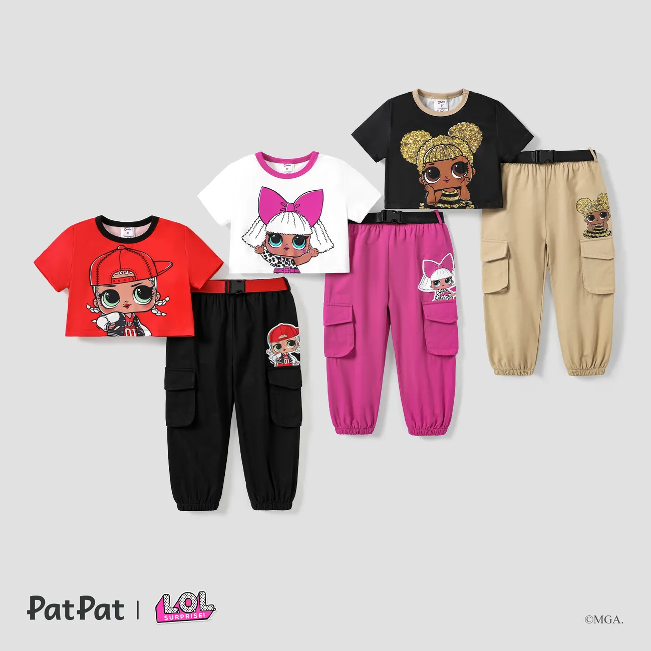 L.O.L. SURPRISE! Toddler/Kid Girl 1pc Tee or Pocket Cargo Pants with Belt Black1 big image 1