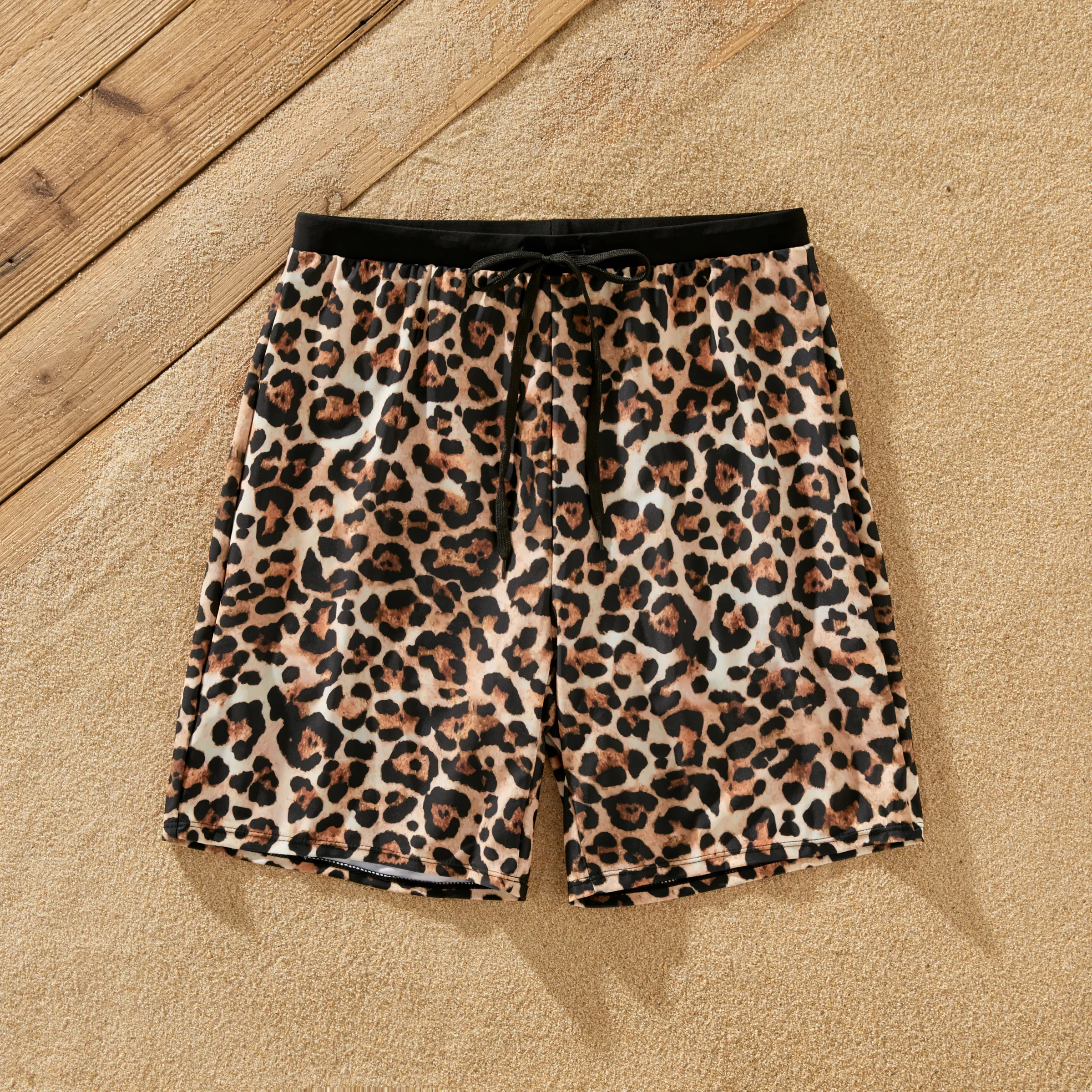 

Family Matching Leopard Printed Swim Trunks or One-Piece Cross Back Splicing Swimsuit