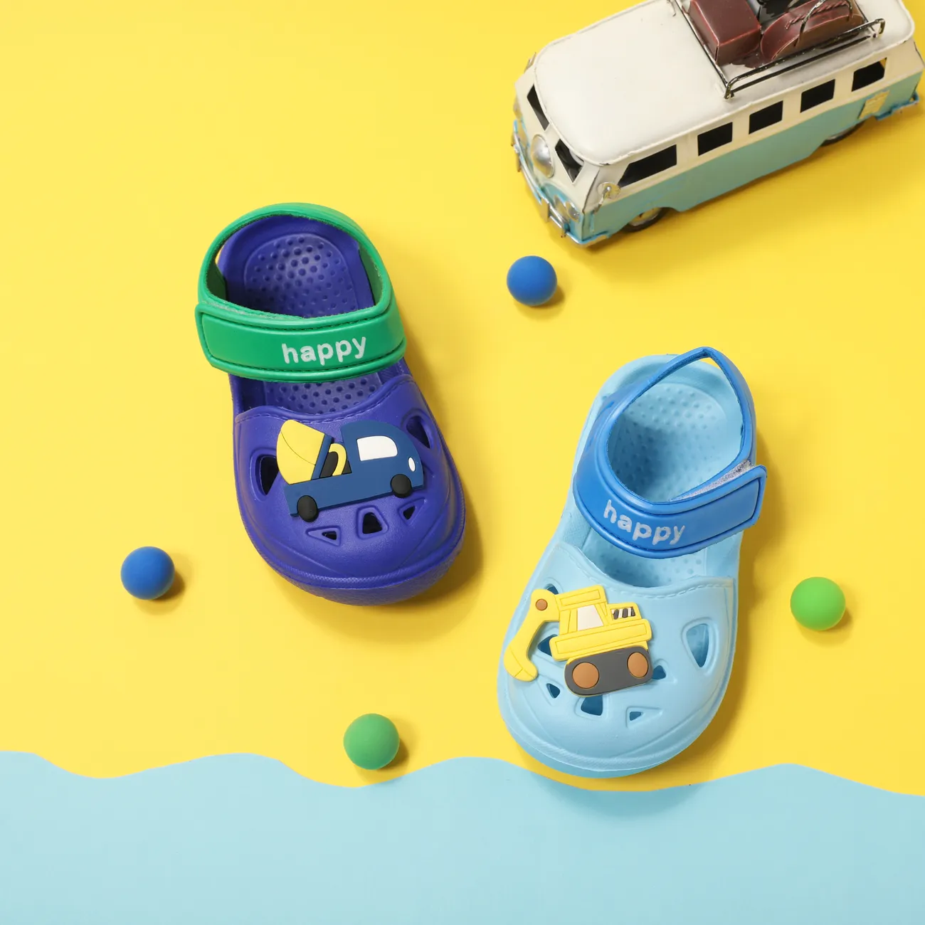 Chaussures de plage Velcro Vehicle Hole pour enfants - Unisexe Toddler Casual EVA bleu royal big image 1