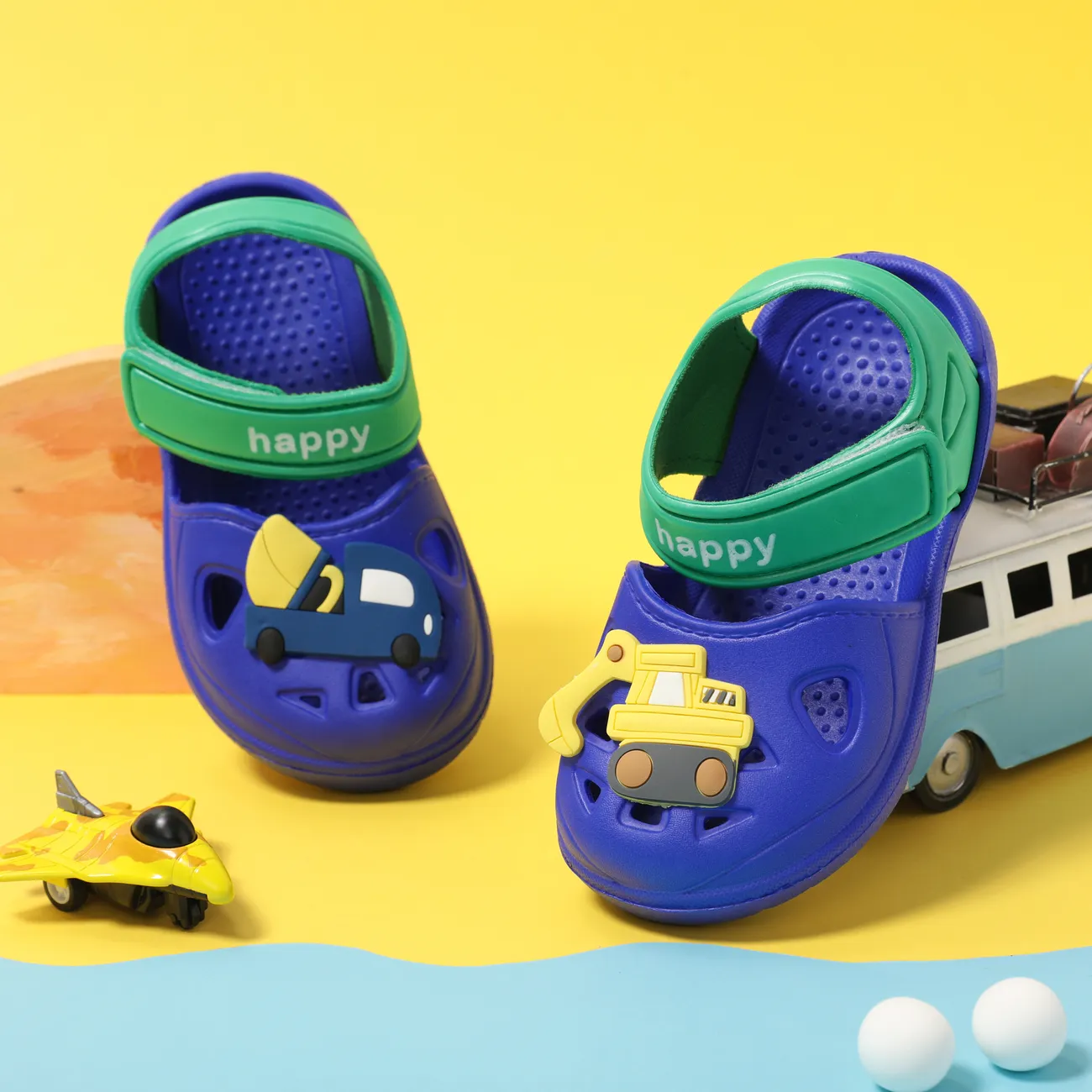 Scarpe da spiaggia con foro per veicoli in velcro per bambini - Unisex Toddler Casual EVA Blu Reale big image 1