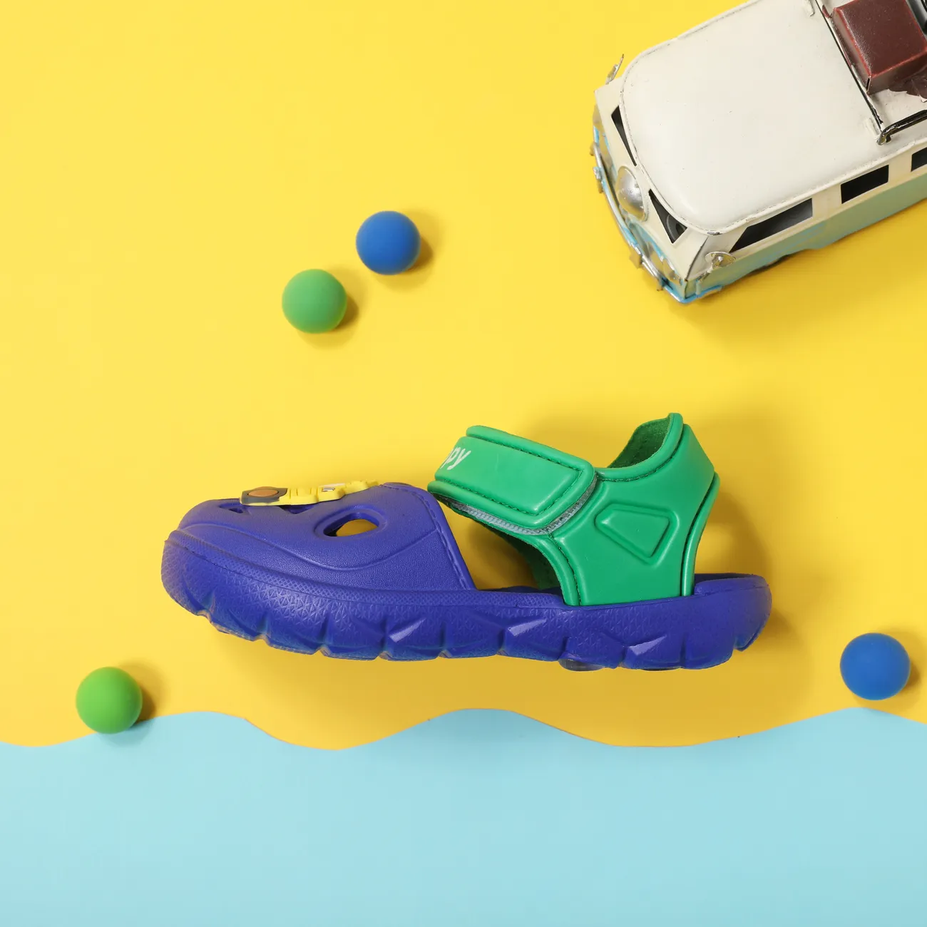 Chaussures de plage Velcro Vehicle Hole pour enfants - Unisexe Toddler Casual EVA bleu royal big image 1