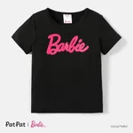 Barbie Toddler/Kid Girl Letter Embroidered Short-sleeve Cotton Tee Black
