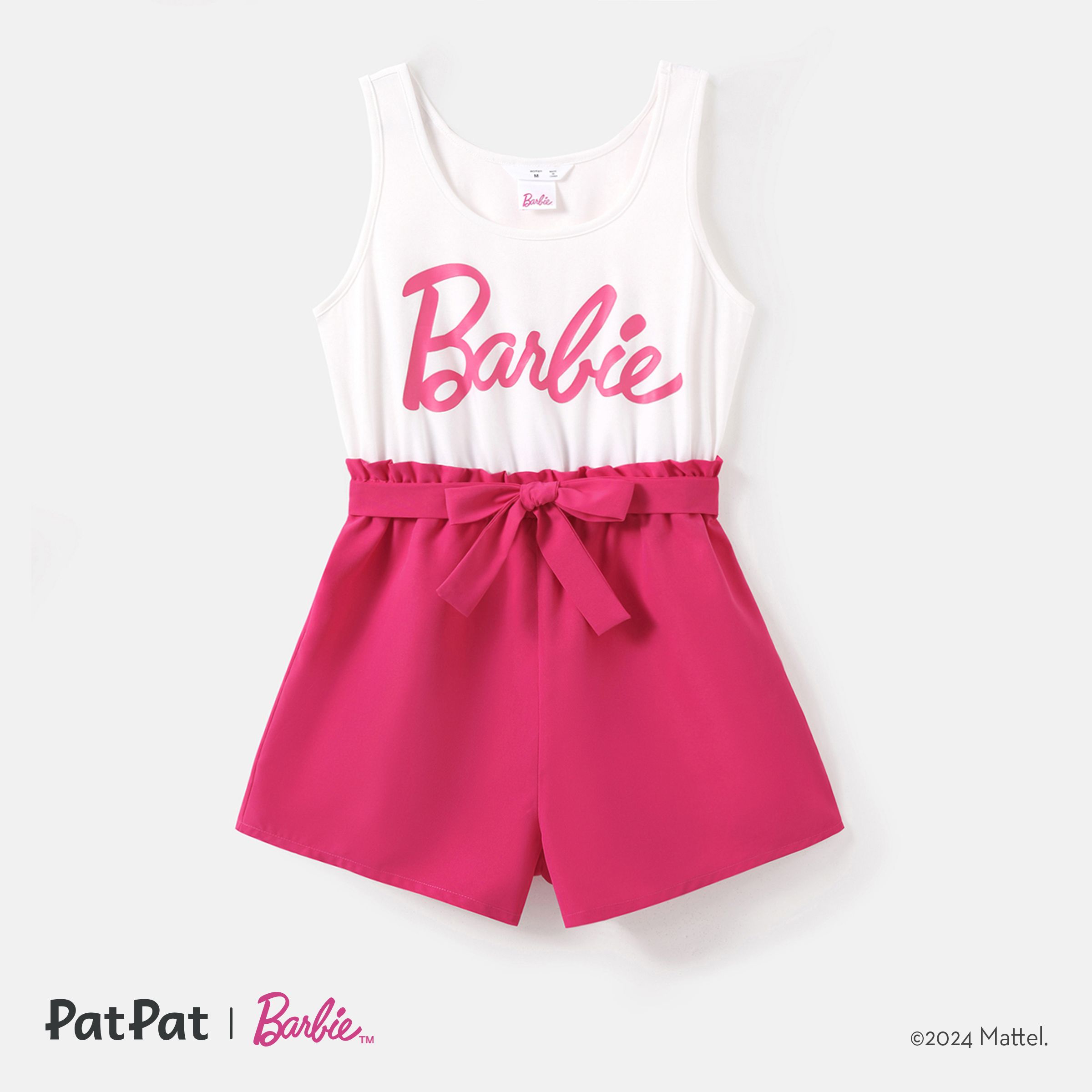 

Barbie Mommy and Me Letter Print Belted Combo Tank Rompers