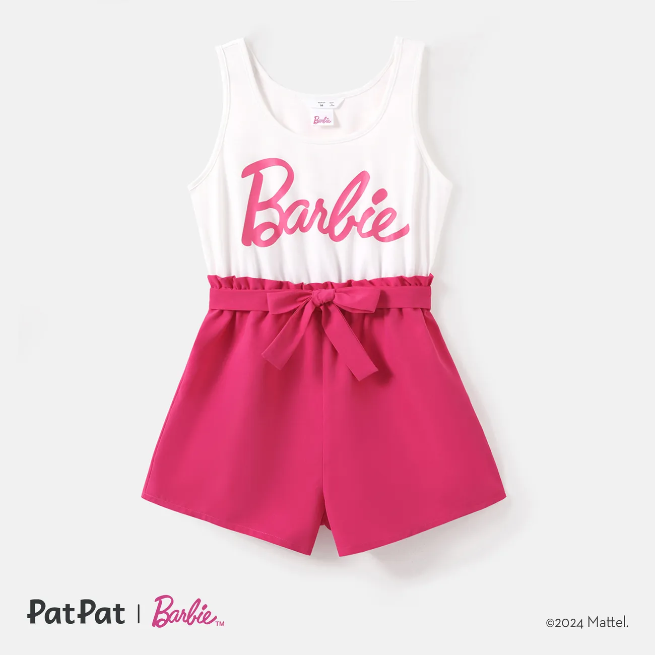 Barbie Mommy and Me Letter Print Belted Combo Tank Rompers White big image 1