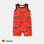 Justice League Baby Boy Allover Print Tank Romper Red