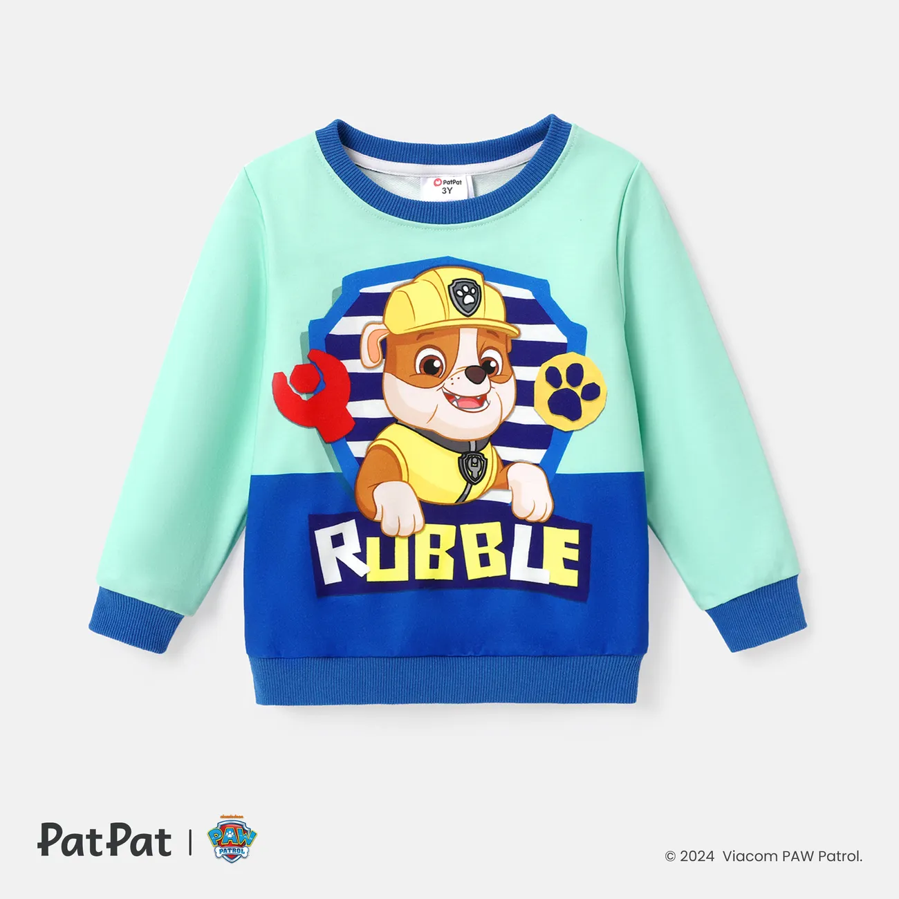 Patrulha Canina Criança Unissexo Costuras de tecido Infantil Cão Sweatshirt Turquesa big image 1