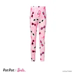 Barbie Kid Girl Letter/Glasses Print/Houndstooth Elasticized Leggings  Pink