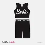 Barbie 2pcs Toddler/Kid Girl Cotton Tank Top and Shorts Set Black