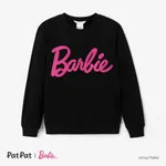 Barbie Mommy and Me Letter Embroidered Long-sleeve Cotton Sweatshirt Black