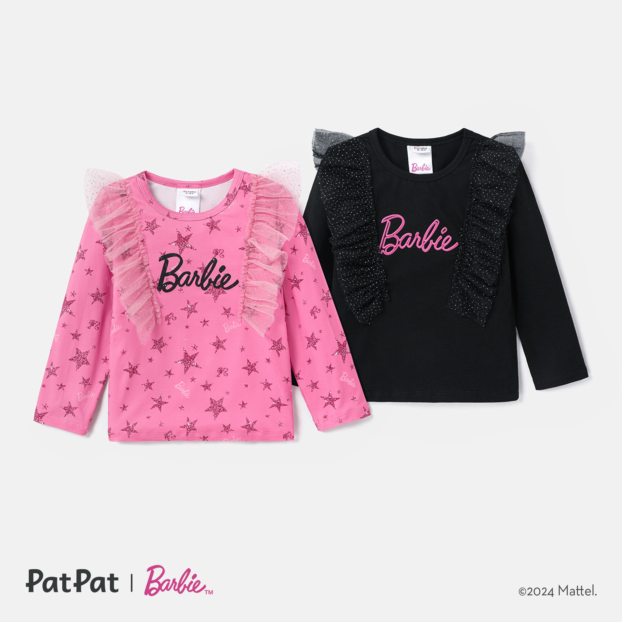 Barbie 小童 女 荷葉邊 童趣 長袖 T恤
