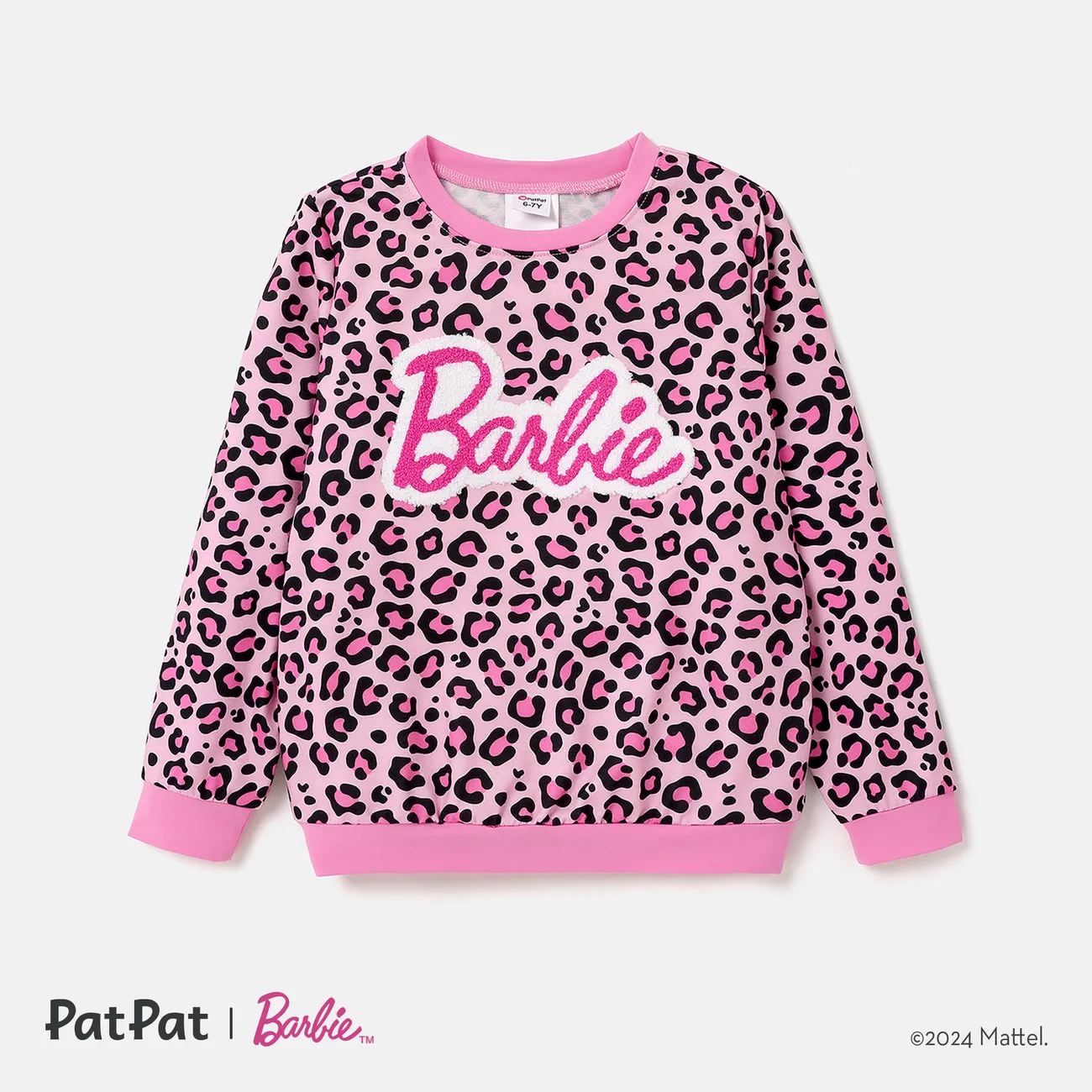 Barbie Chica Dulce Estampado de leopardo Sudadera Rosado big image 1