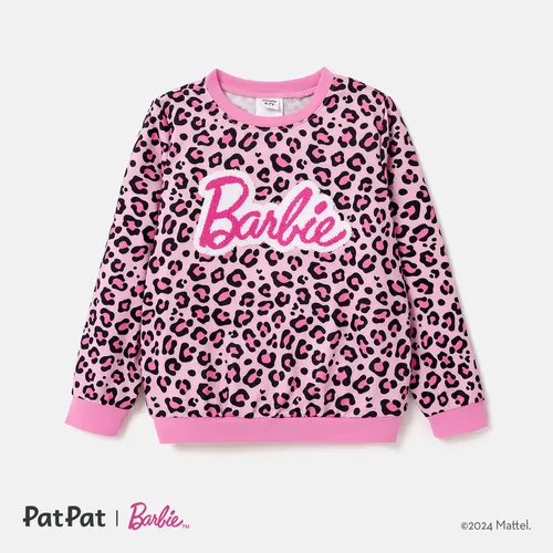 Barbie Toddler/Kid Girl Naia™ Letter Embroidered Leopard Pullover Sweatshirt 